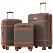 Logidon Kofferset 3-delig Bruin Hardshell Koffer 4 Wielen TSA