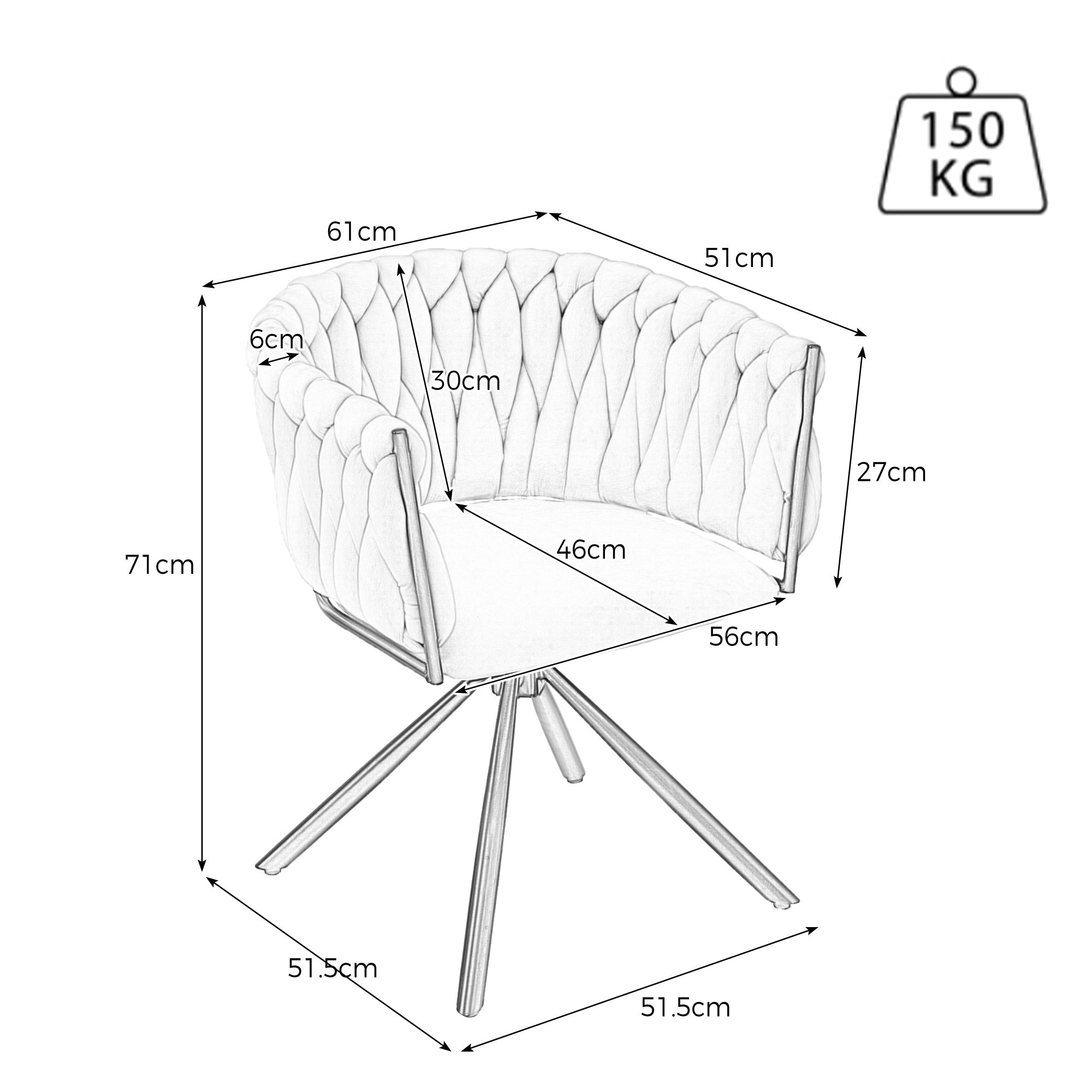 Logidon velvet dining chair beige, 360° swivel chair with metal legs