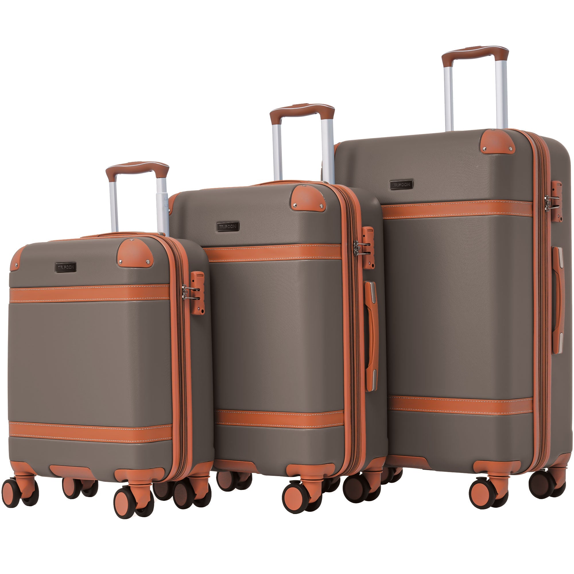 Logidon Kofferset 3-delig Bruin Hardshell Koffer 4 Wielen TSA