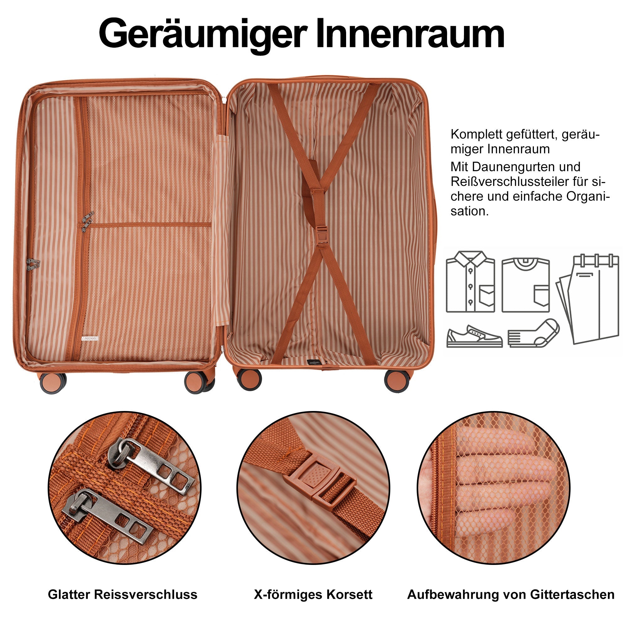 Logidon harde koffer bruin, 24 inch, 4 wielen, TSA