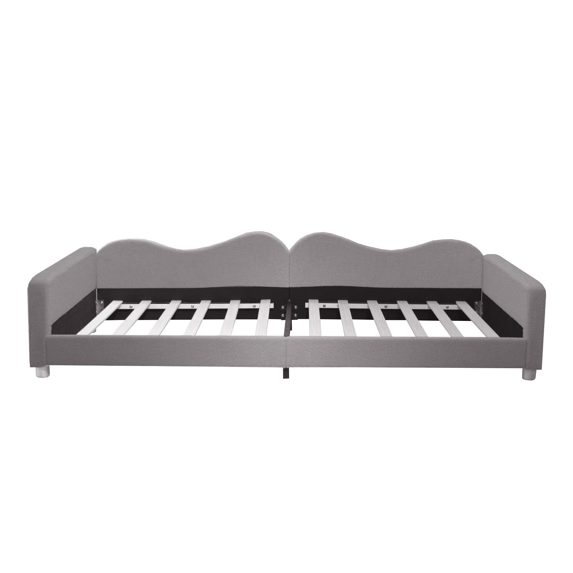 Logidon kinderbed 90x200 gestoffeerd bed slaapbank grijze rugleuning