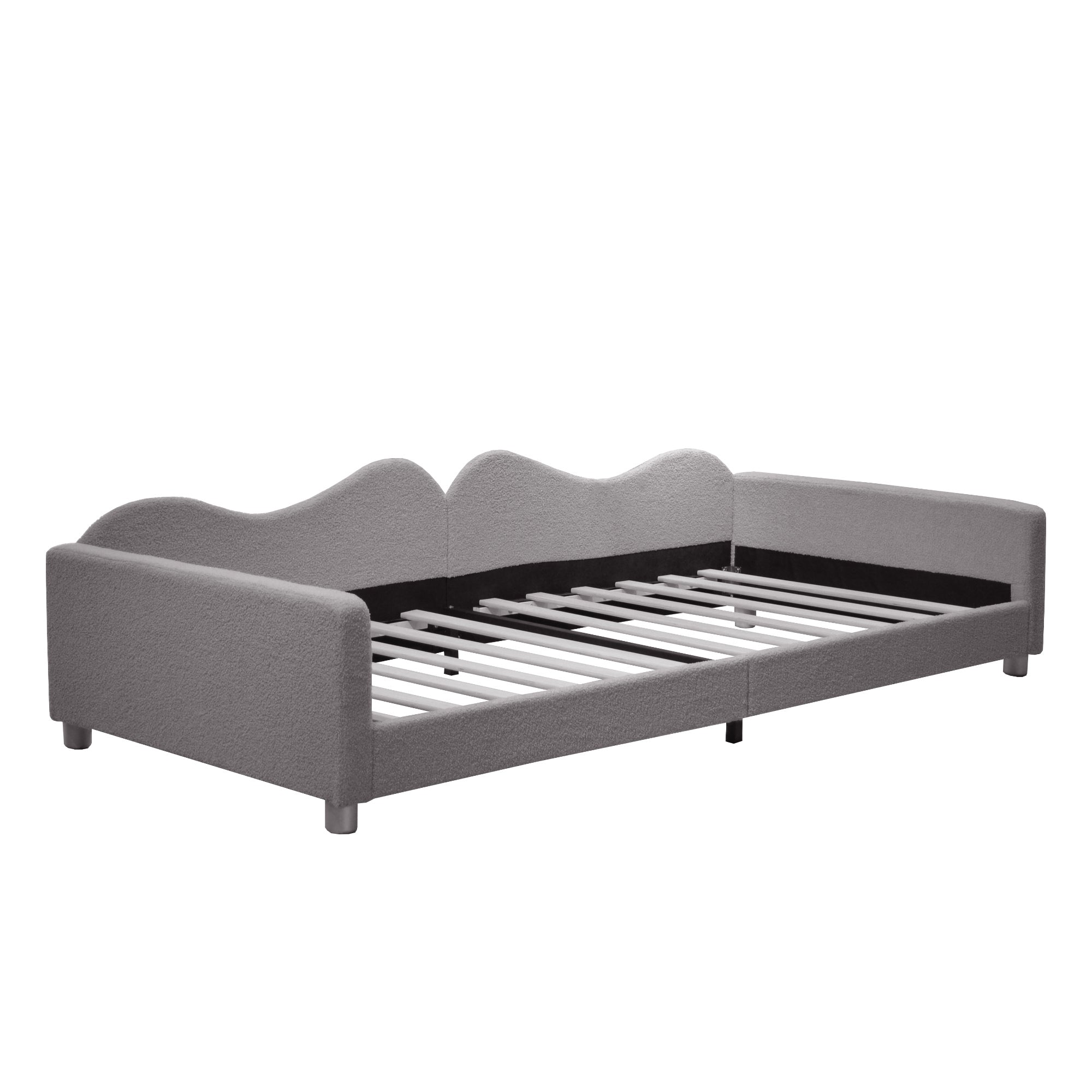 Logidon kinderbed 90x200 gestoffeerd bed slaapbank grijze rugleuning
