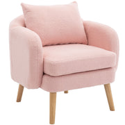 Logidon Teddy Fluwelen Fauteuil Roze Extra Dik Kussen Massief Houten Poten