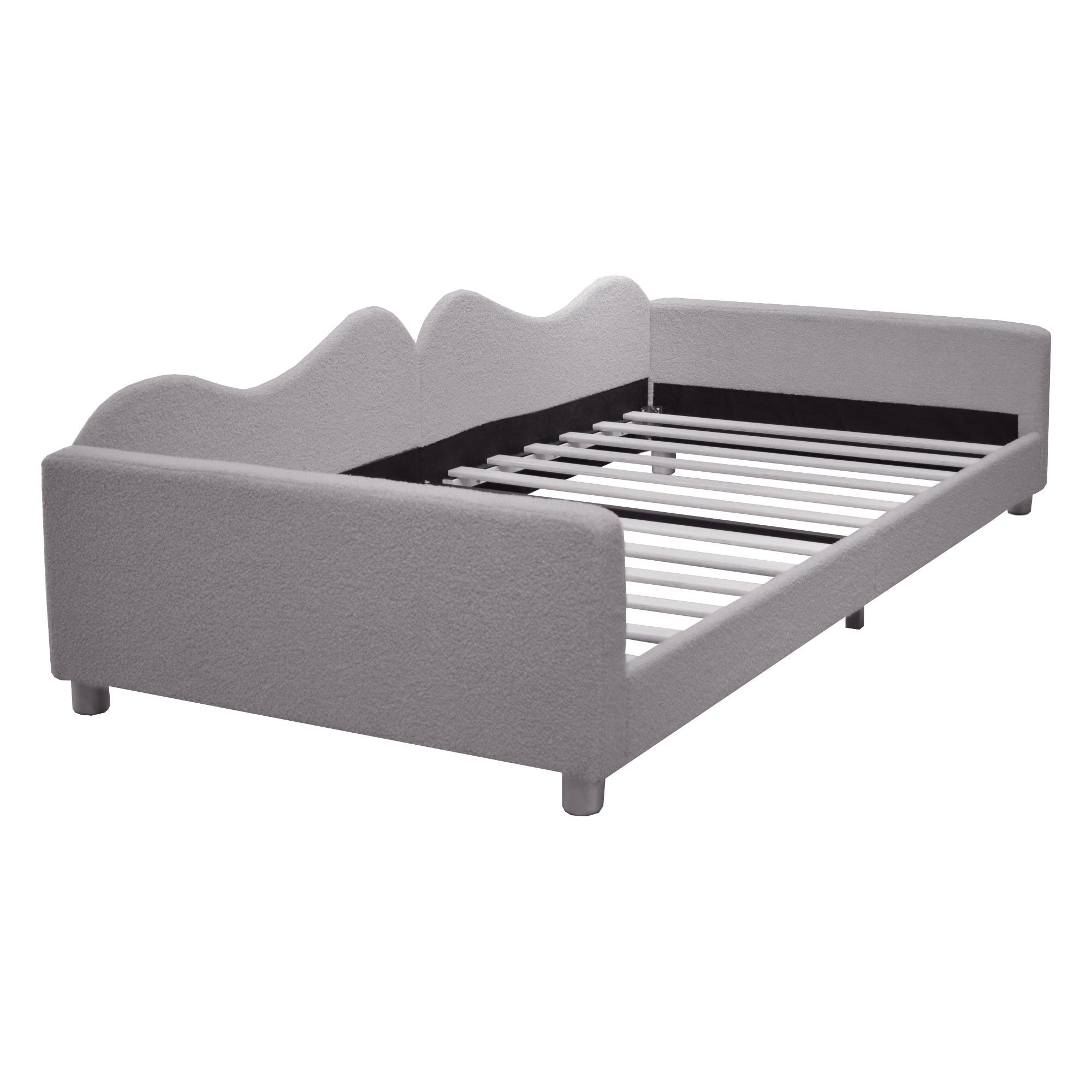 Logidon kinderbed 90x200 gestoffeerd bed slaapbank grijze rugleuning