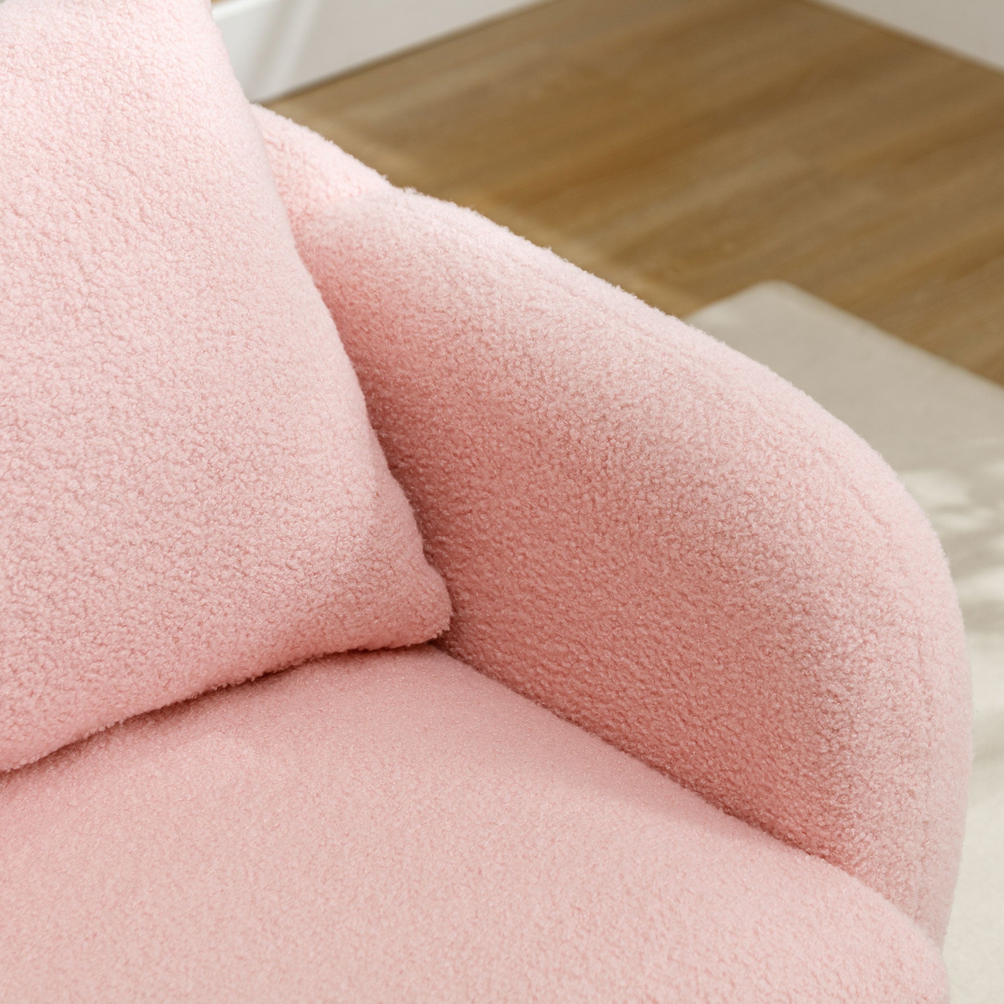 Logidon Teddy Fluwelen Fauteuil Roze Extra Dik Kussen Massief Houten Poten