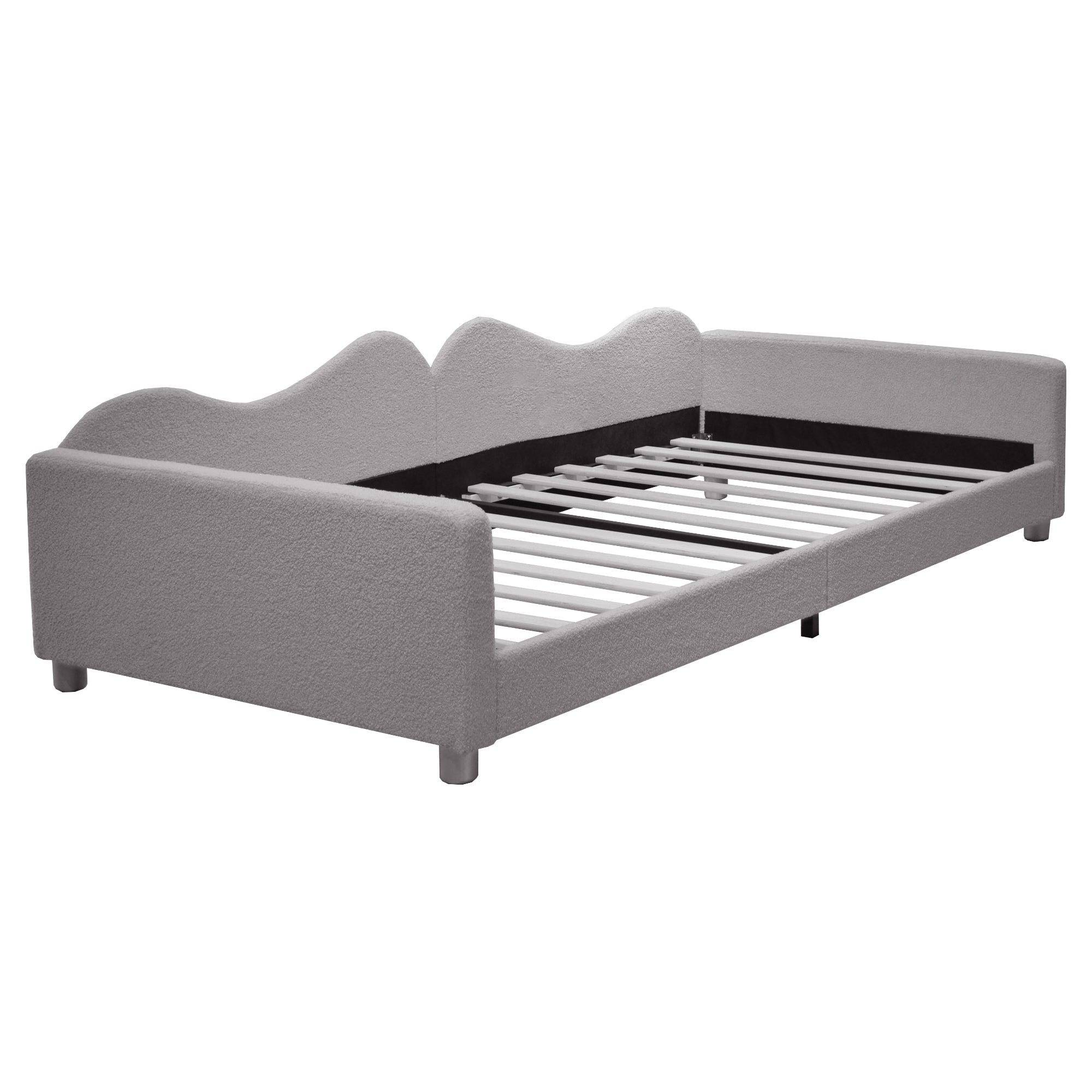 Logidon kinderbed 90x200 gestoffeerd bed slaapbank grijze rugleuning