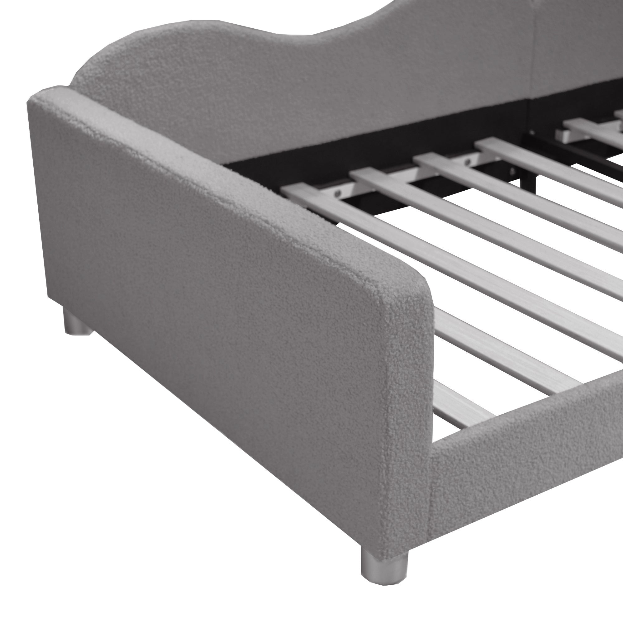Logidon kinderbed 90x200 gestoffeerd bed slaapbank grijze rugleuning