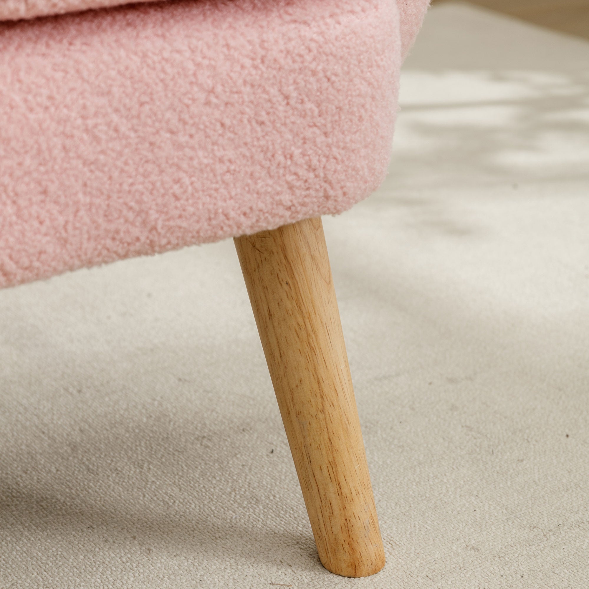 Logidon Teddy Fluwelen Fauteuil Roze Extra Dik Kussen Massief Houten Poten