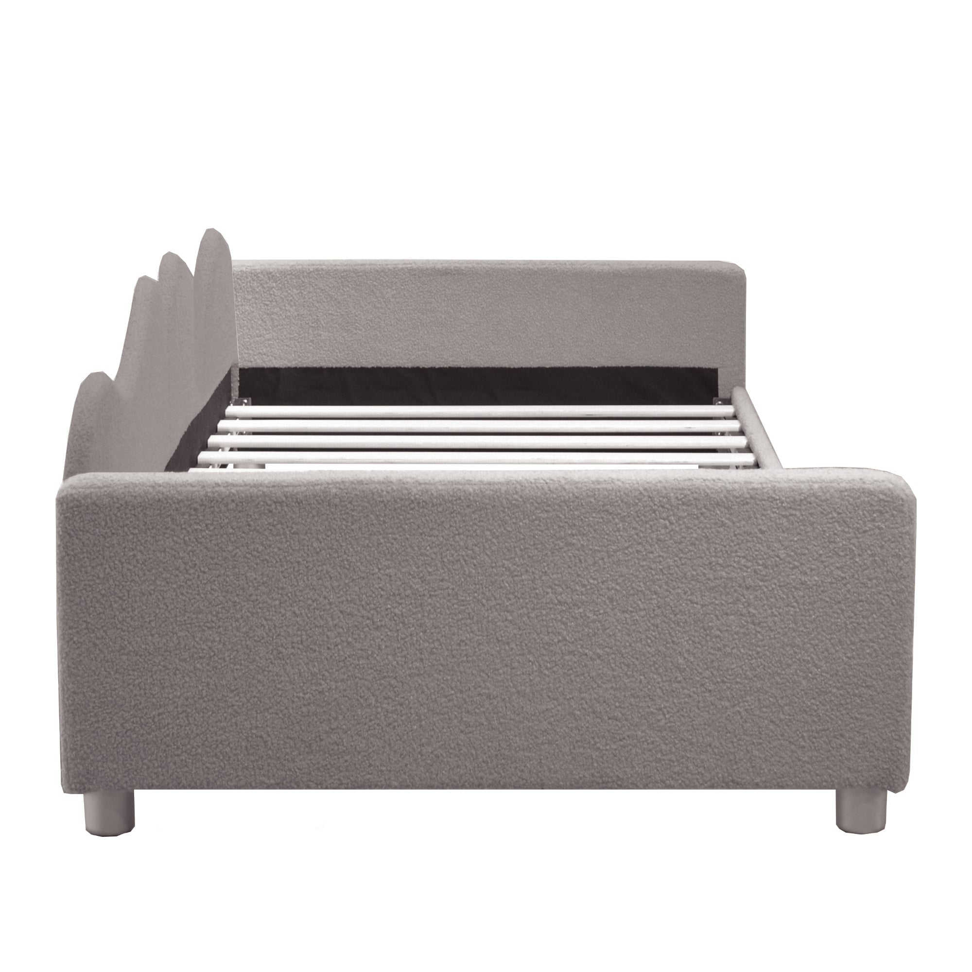 Logidon kinderbed 90x200 gestoffeerd bed slaapbank grijze rugleuning