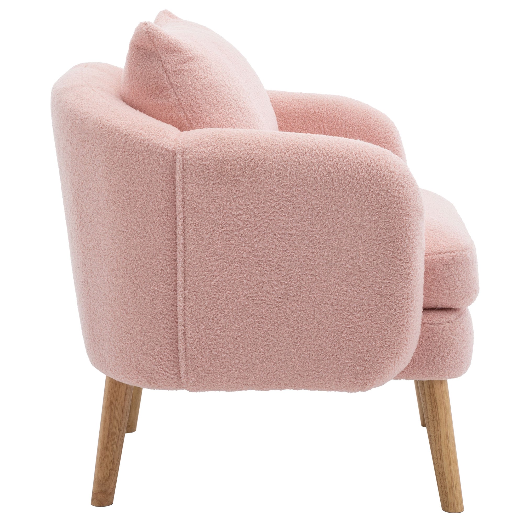 Logidon Teddy Fluwelen Fauteuil Roze Extra Dik Kussen Massief Houten Poten