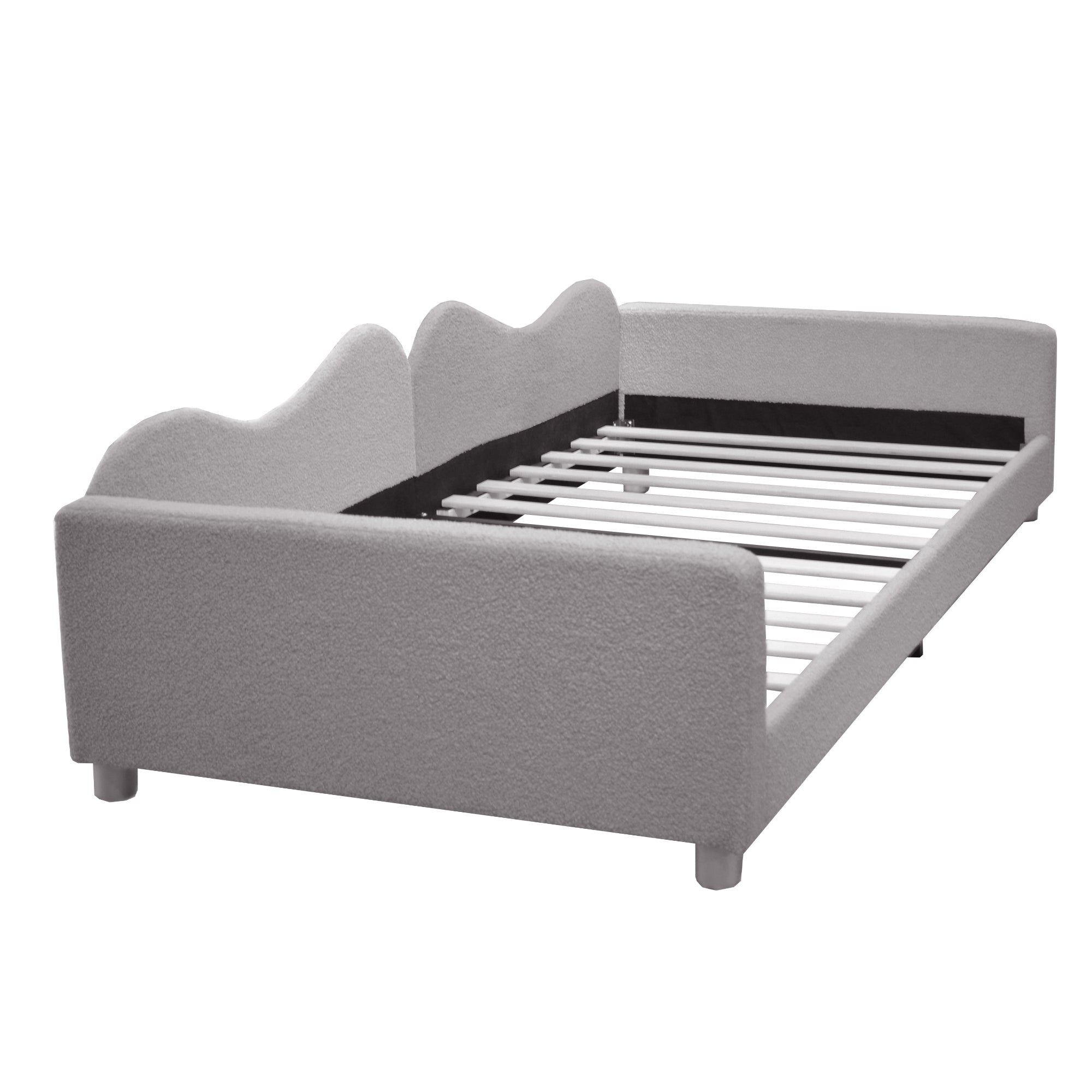 Logidon kinderbed 90x200 gestoffeerd bed slaapbank grijze rugleuning