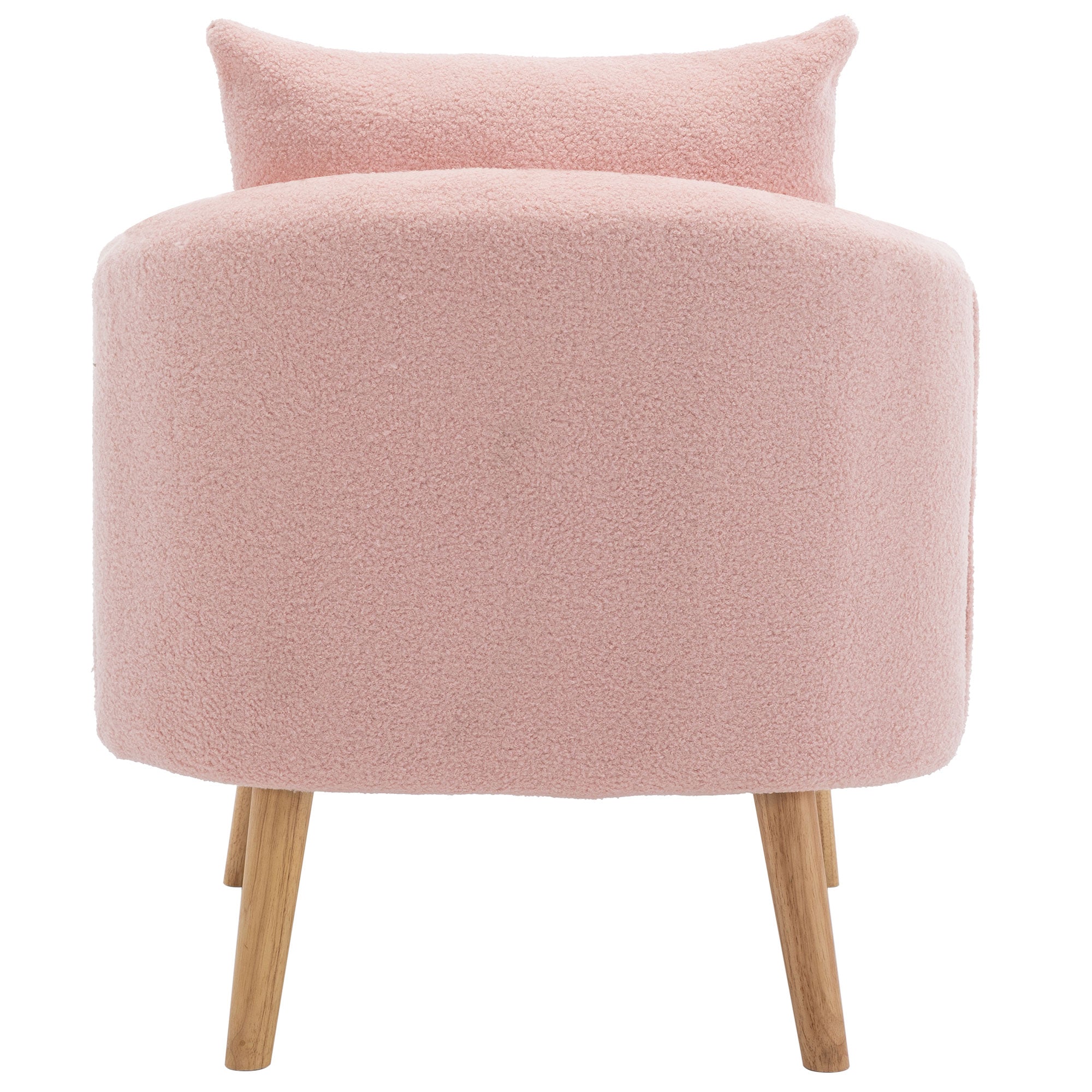 Logidon Teddy Fluwelen Fauteuil Roze Extra Dik Kussen Massief Houten Poten