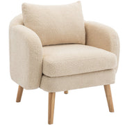 Logidon Teddy Velvet Armchair Beige Extra Thick Cushion