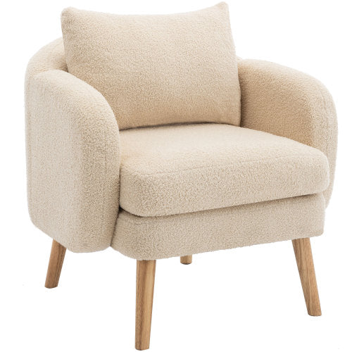Logidon Teddy Velvet Fauteuil Beige Extra Dik Kussen