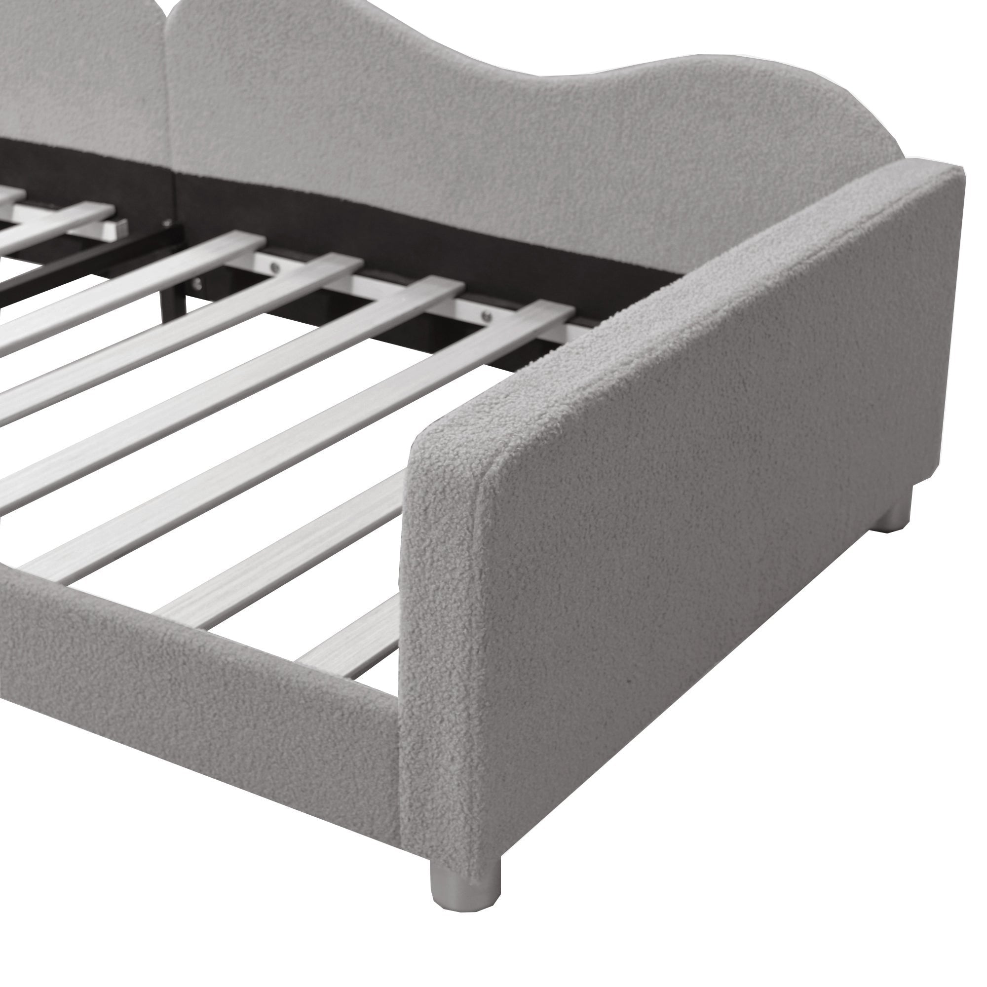 Logidon kinderbed 90x200 gestoffeerd bed slaapbank grijze rugleuning
