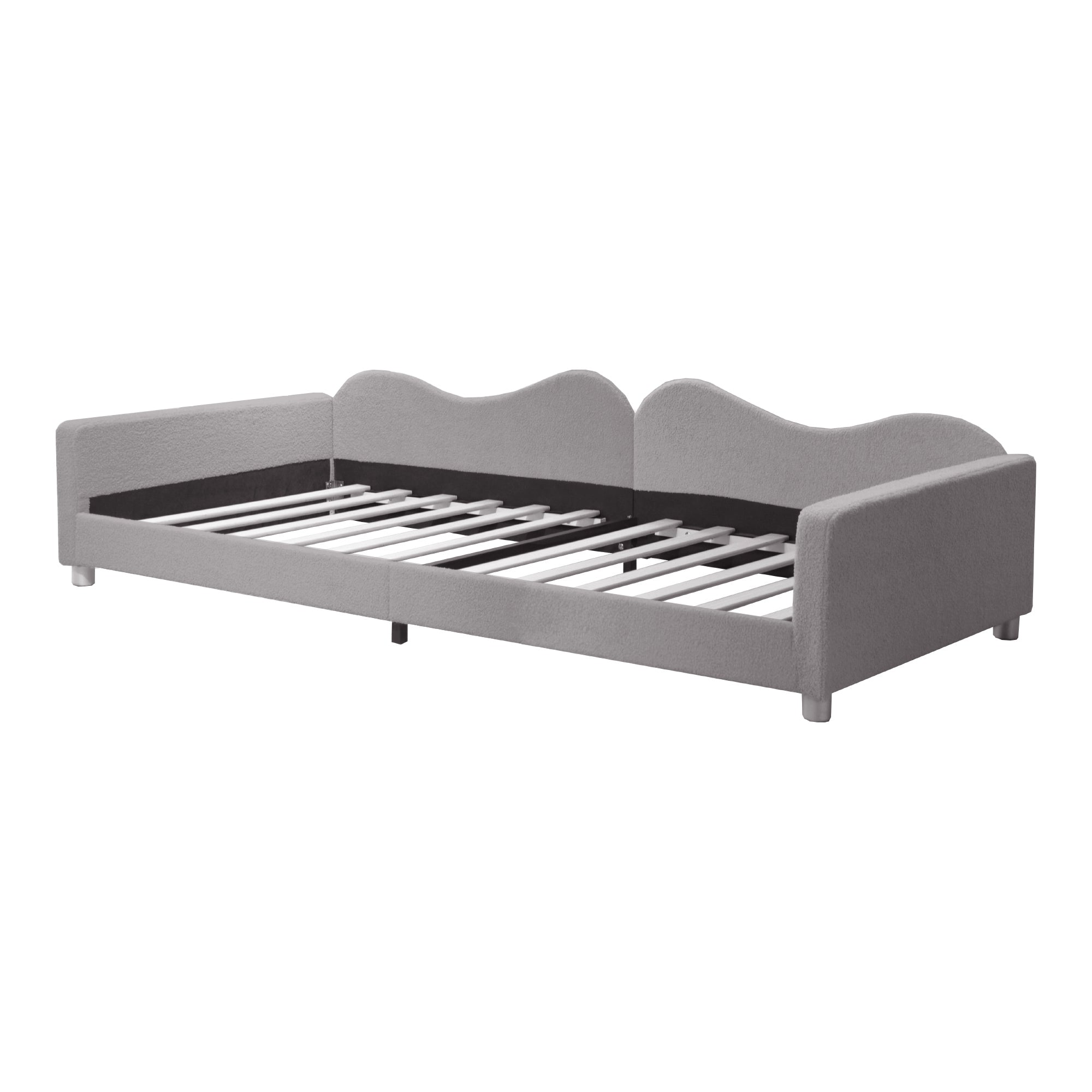 Logidon kinderbed 90x200 gestoffeerd bed slaapbank grijze rugleuning