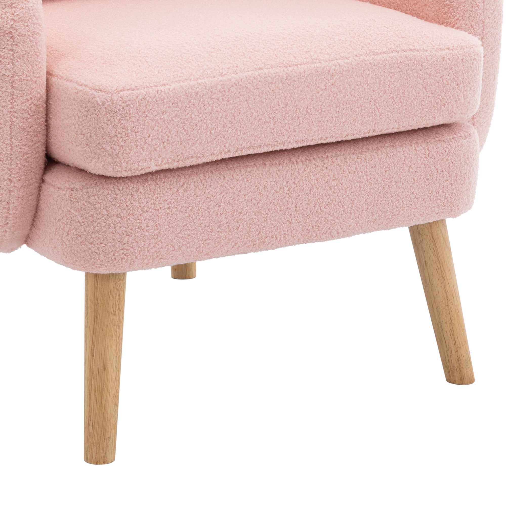 Logidon Teddy Fluwelen Fauteuil Roze Extra Dik Kussen Massief Houten Poten