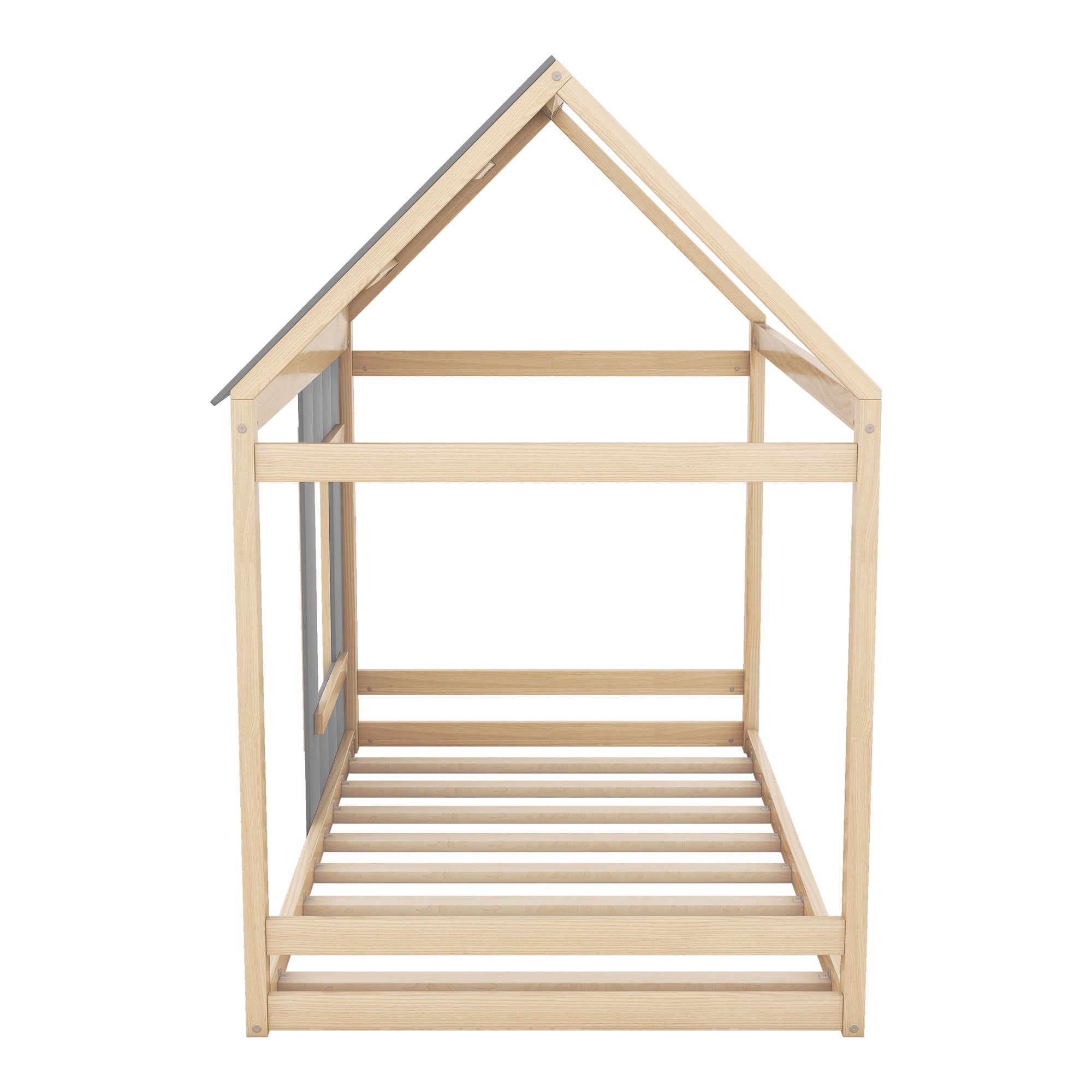 Logidon 90 x 200 kinderbed huisvorm grijs natuurlijk dakraam