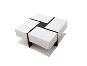 Logidon high gloss coffee table square 78 cm - 4 drawers, white