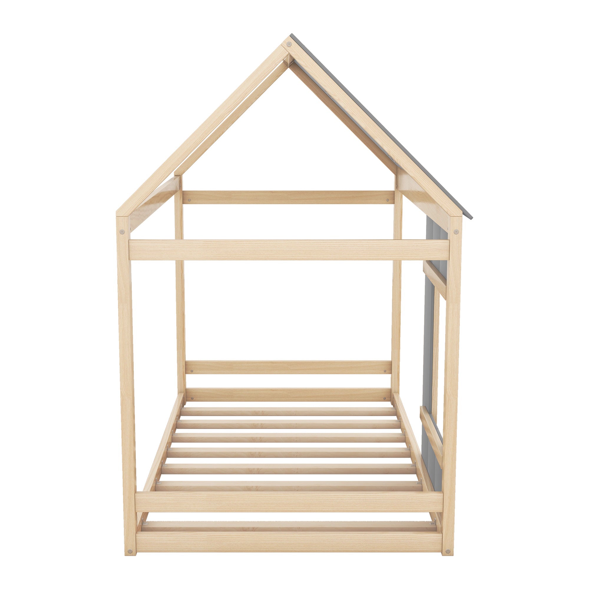 Logidon 90 x 200 kinderbed huisvorm grijs natuurlijk dakraam