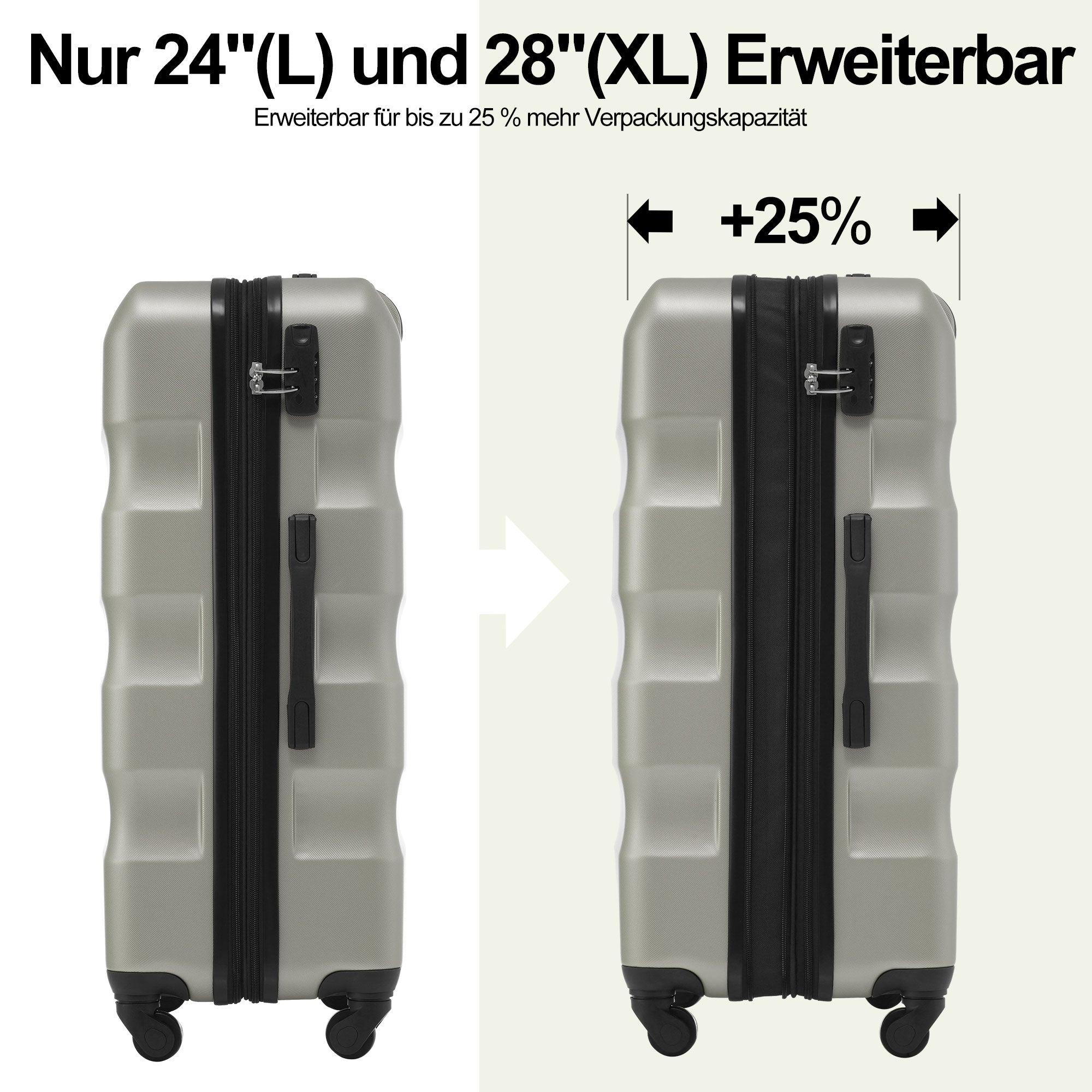 Logidon Hard Shell Suitcase Set Green Gold Set of 3 TSA 4 Wheels