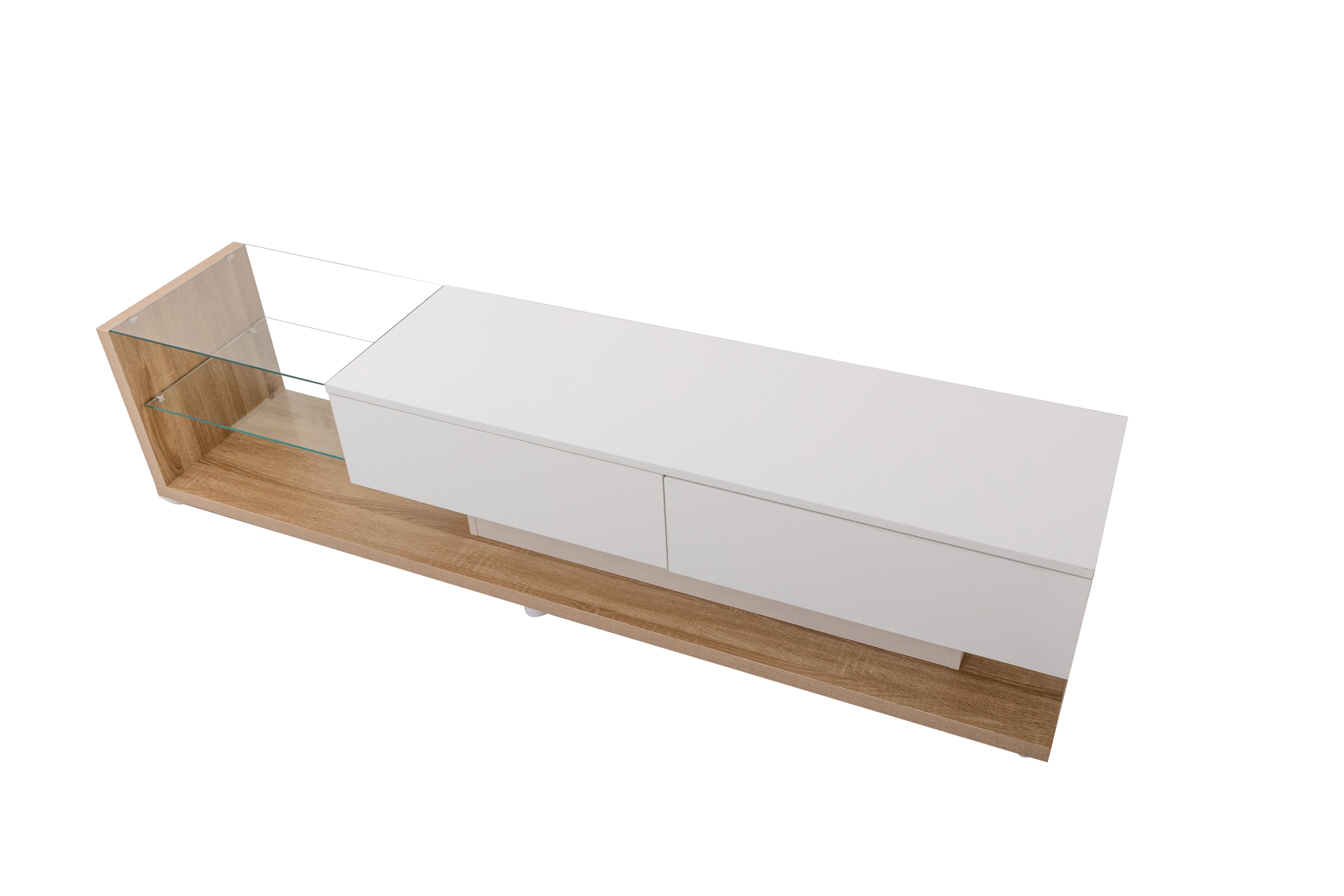 Logidon TV-meubel lowboard 170 cm wit houtlook met LED glaspanelen