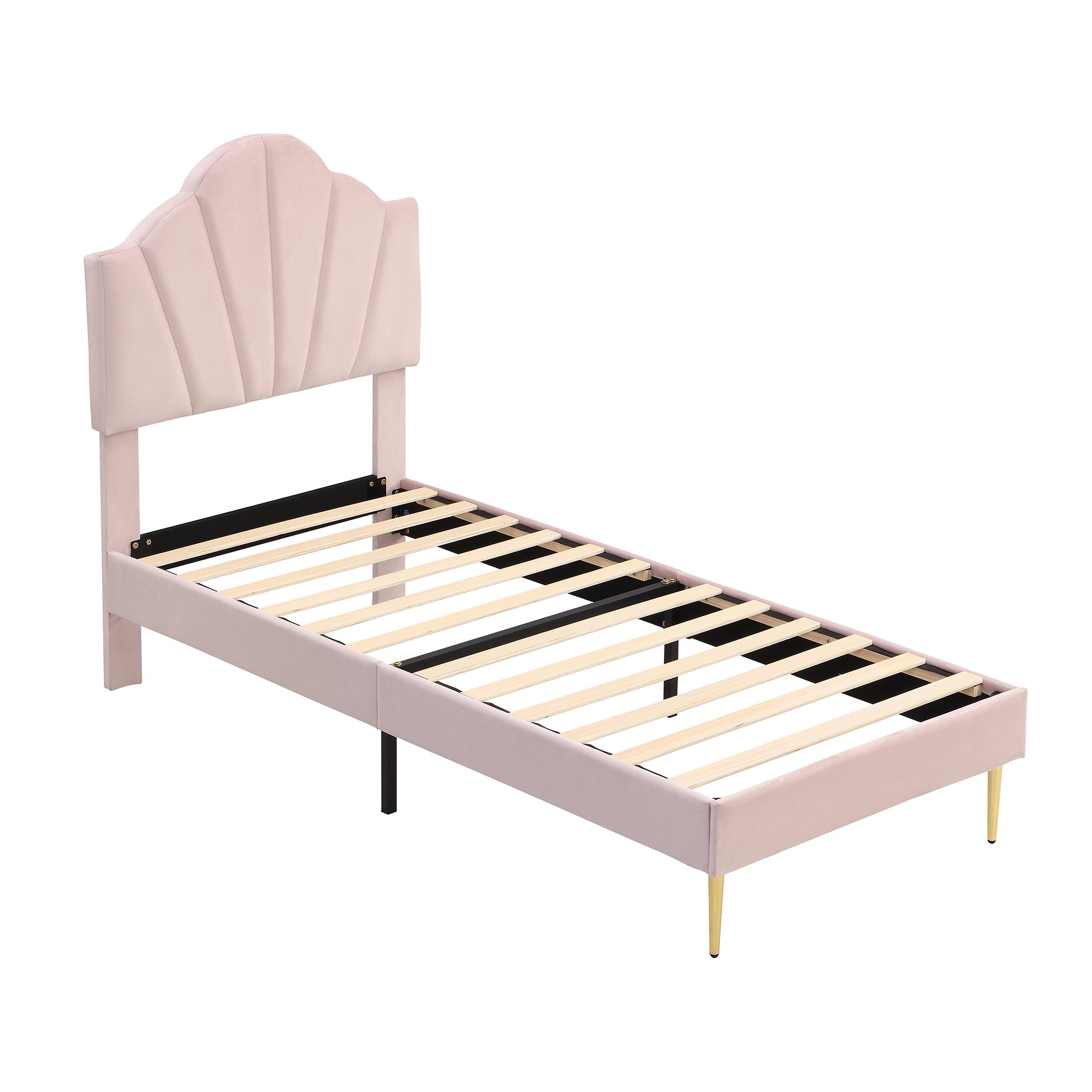 Logidon fluweel gestoffeerd bed 90x200 roze, verstelbaar hoofdeinde
