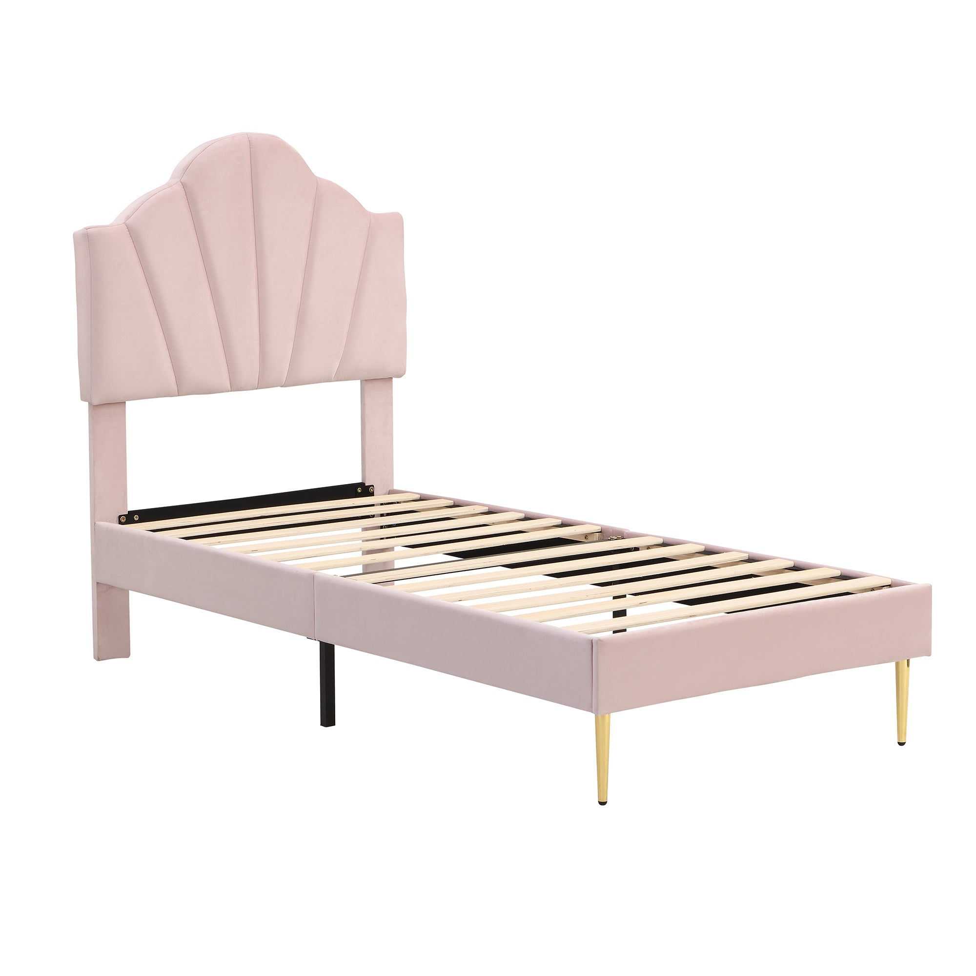 Logidon fluweel gestoffeerd bed 90x200 roze, verstelbaar hoofdeinde