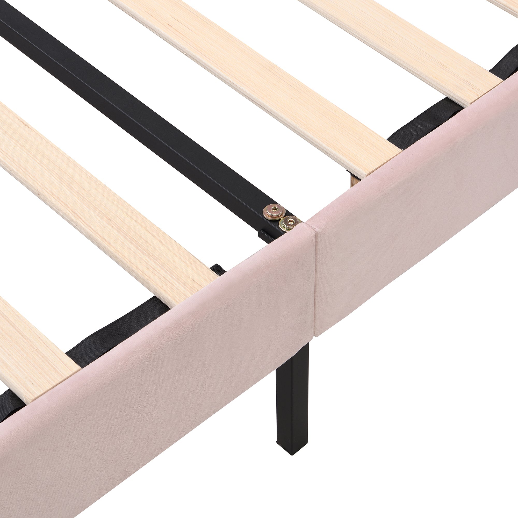 Logidon fluweel gestoffeerd bed roze 140x200 cm met schelpvormig hoofdbord