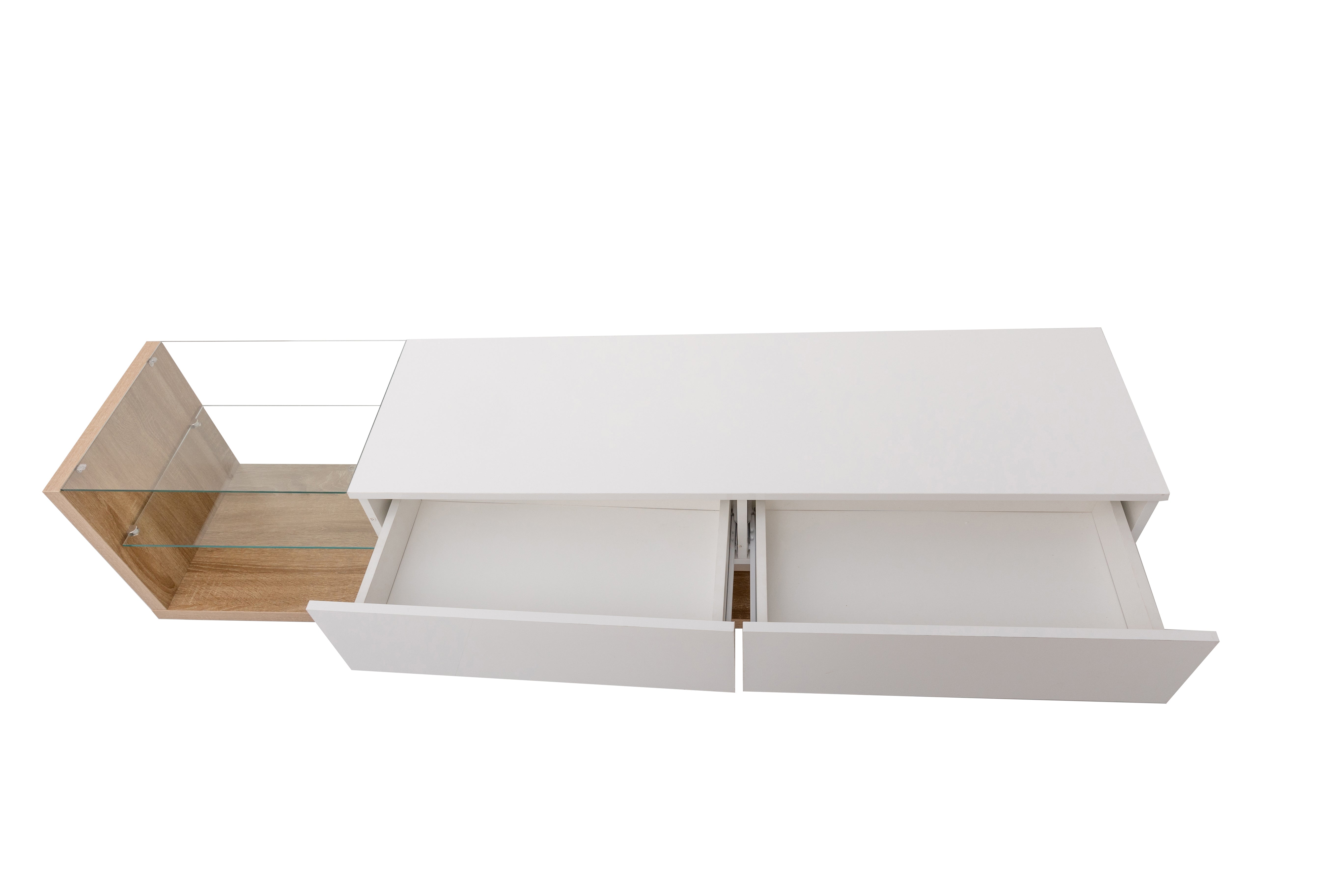 Logidon TV-meubel lowboard 170 cm wit houtlook met LED glaspanelen