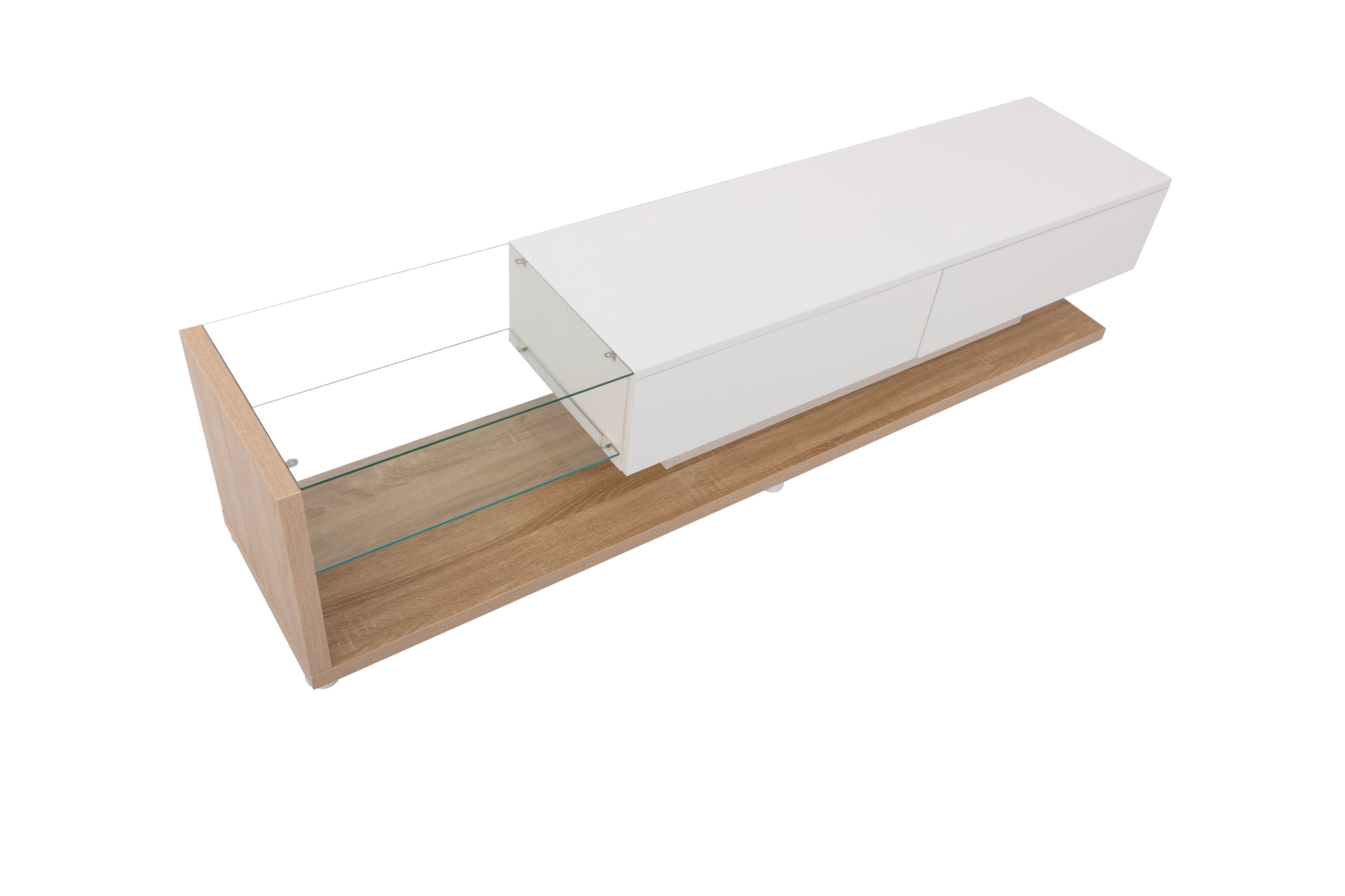 Logidon TV-meubel lowboard 170 cm wit houtlook met LED glaspanelen