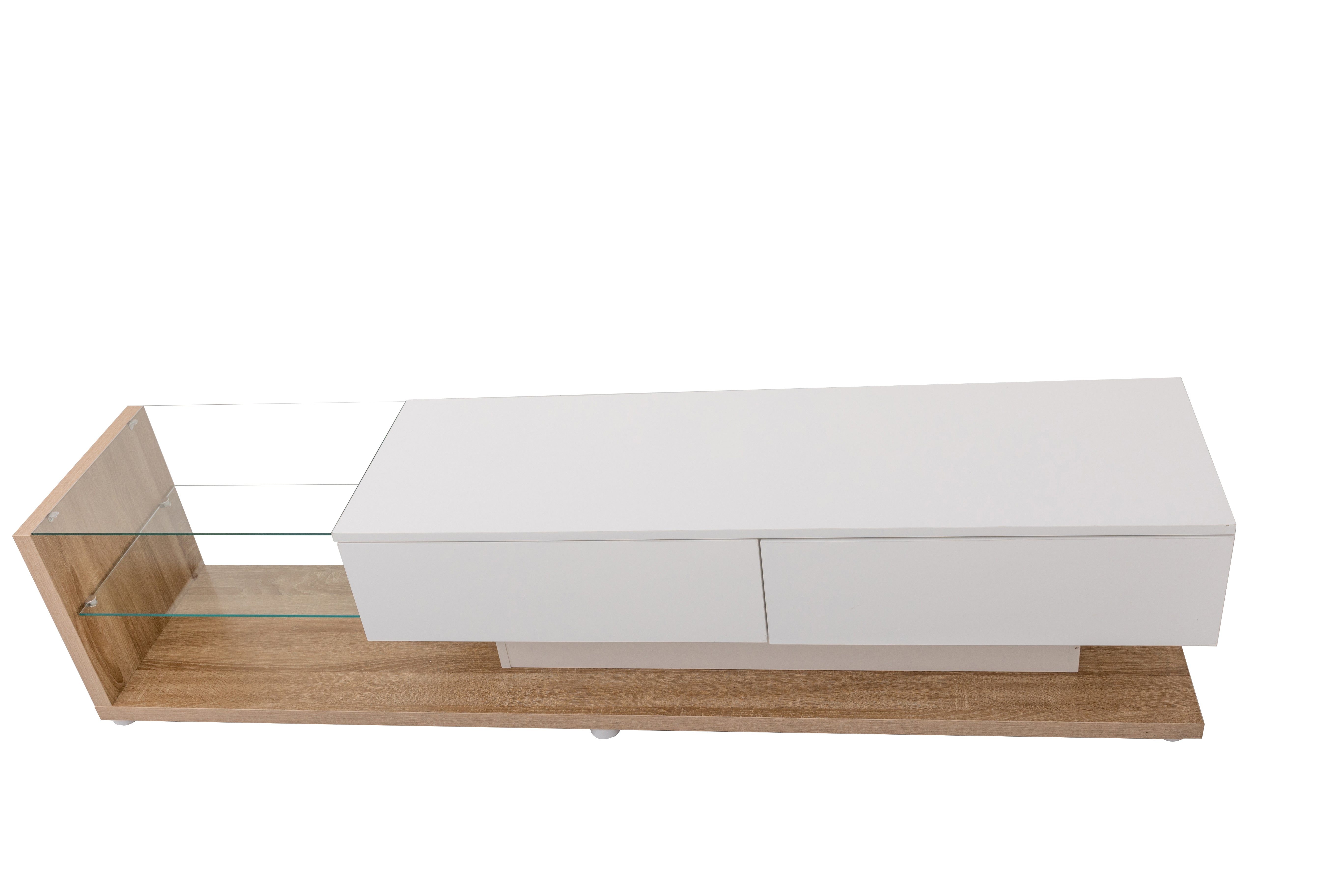 Logidon TV-meubel lowboard 170 cm wit houtlook met LED glaspanelen