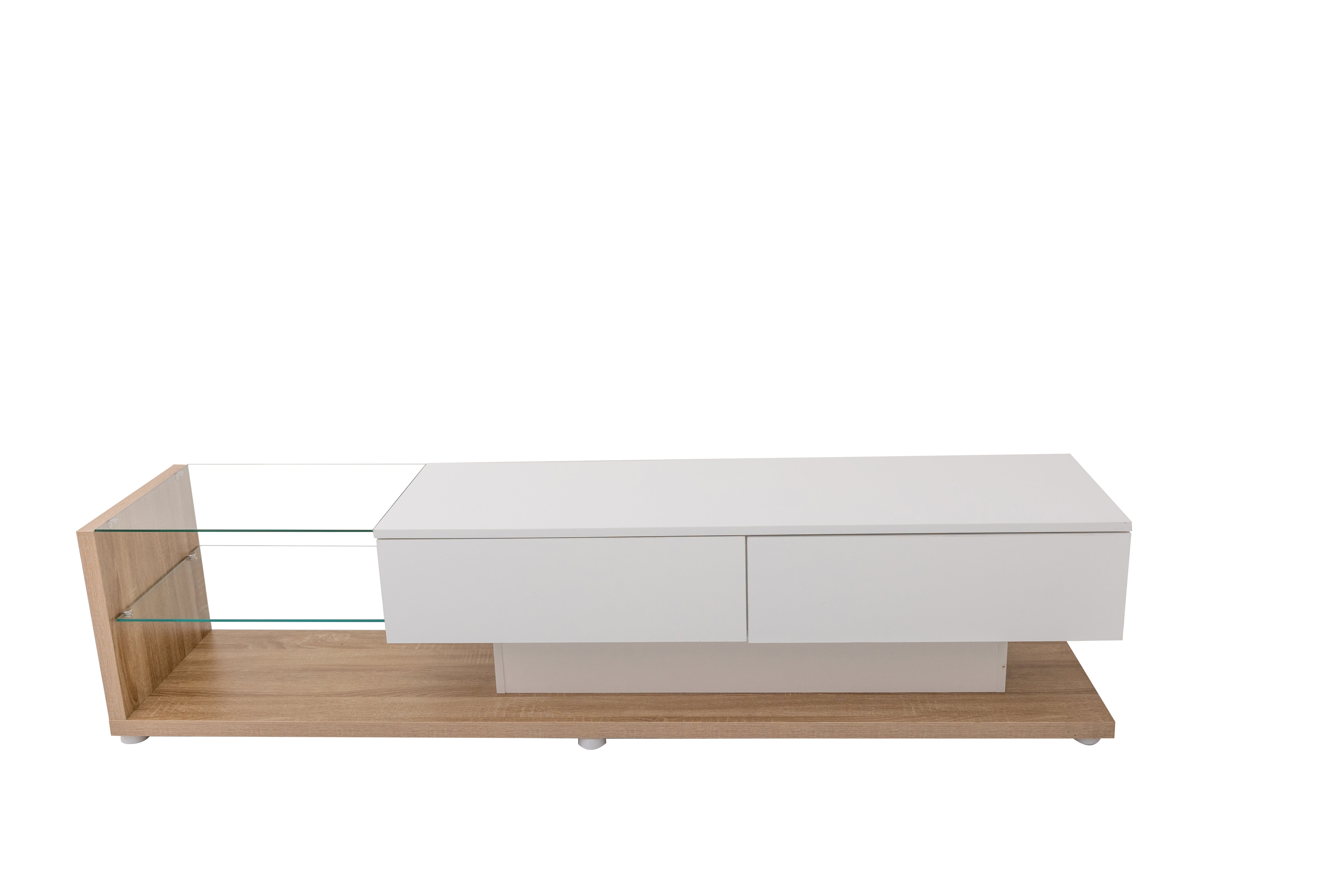 Logidon TV-meubel lowboard 170 cm wit houtlook met LED glaspanelen