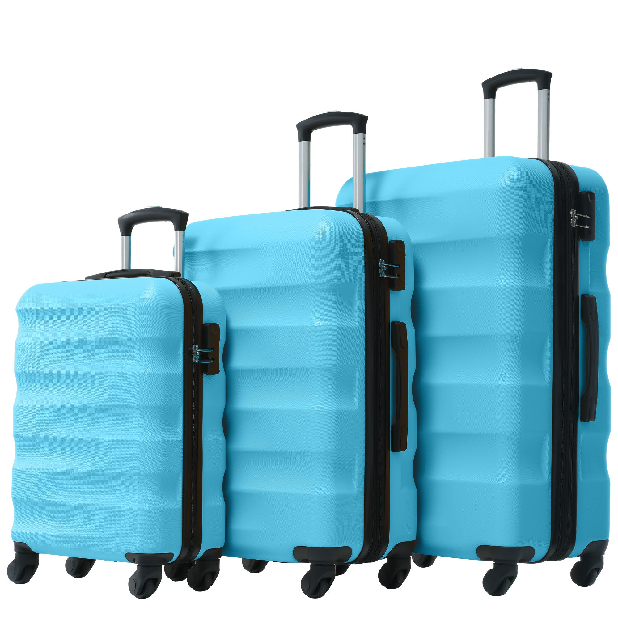 Logidon hard-shell suitcase azure blue 4-wheel hand luggage ABS TSA