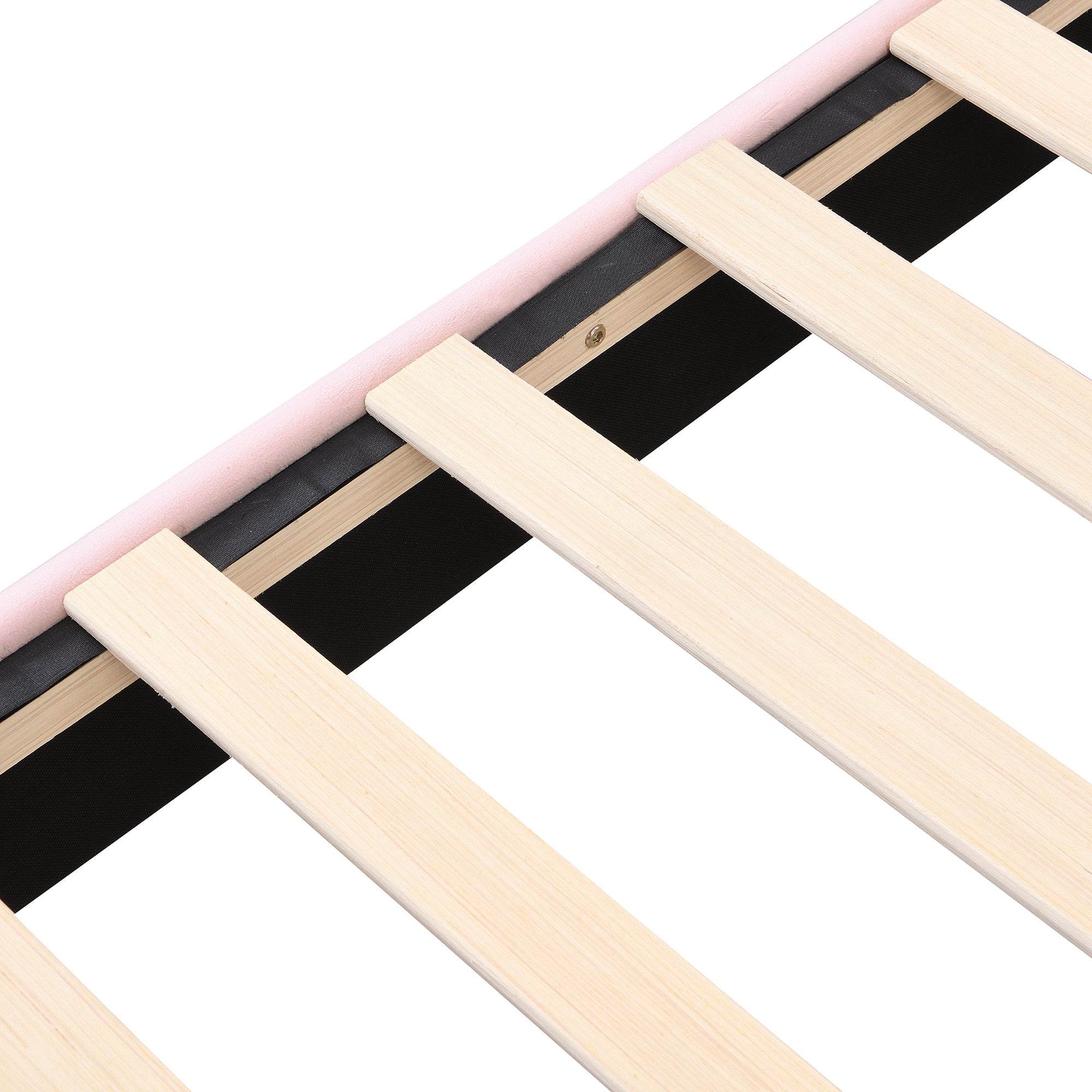 Logidon fluweel gestoffeerd bed roze 140x200 cm met schelpvormig hoofdbord