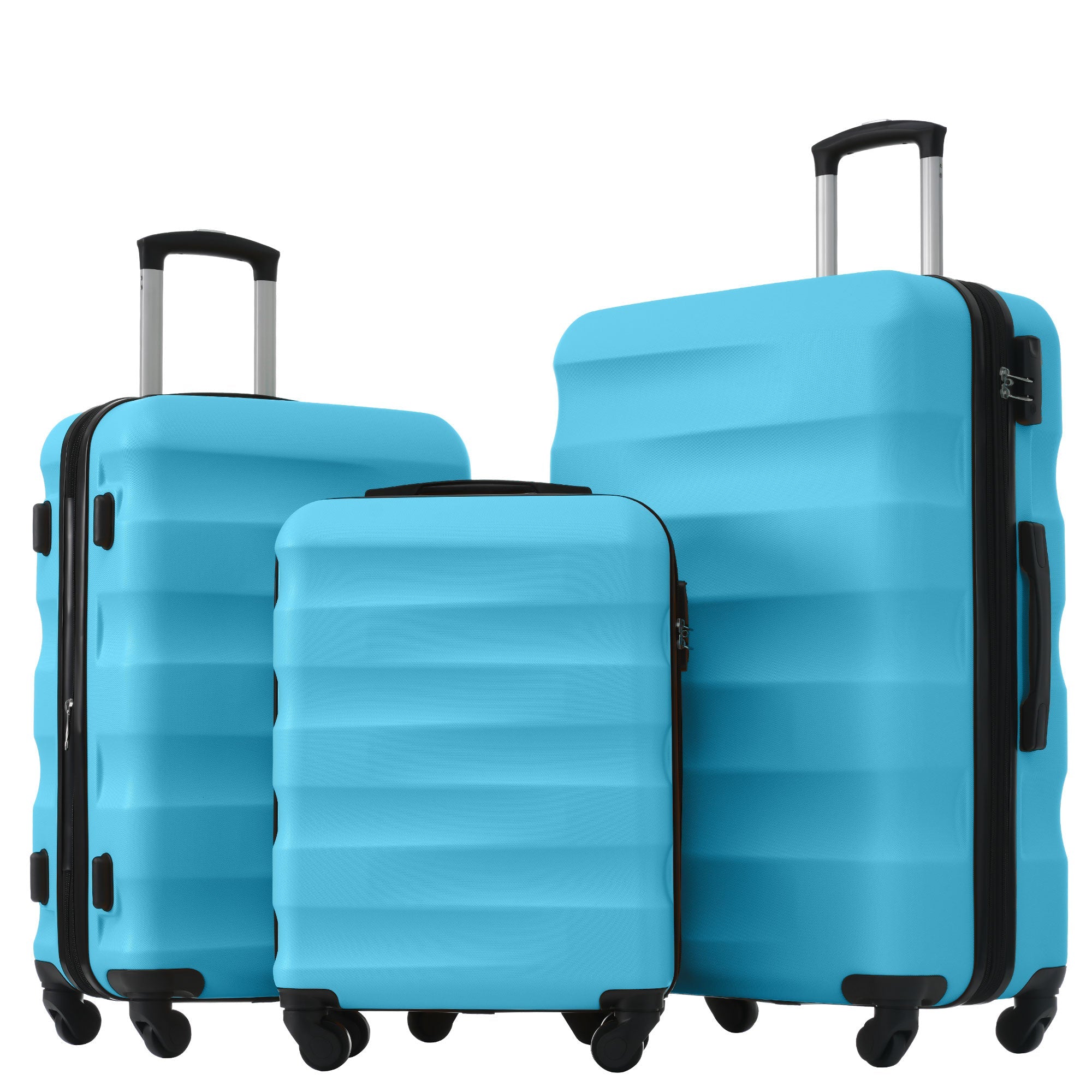Logidon hard-shell suitcase azure blue 4-wheel hand luggage ABS TSA