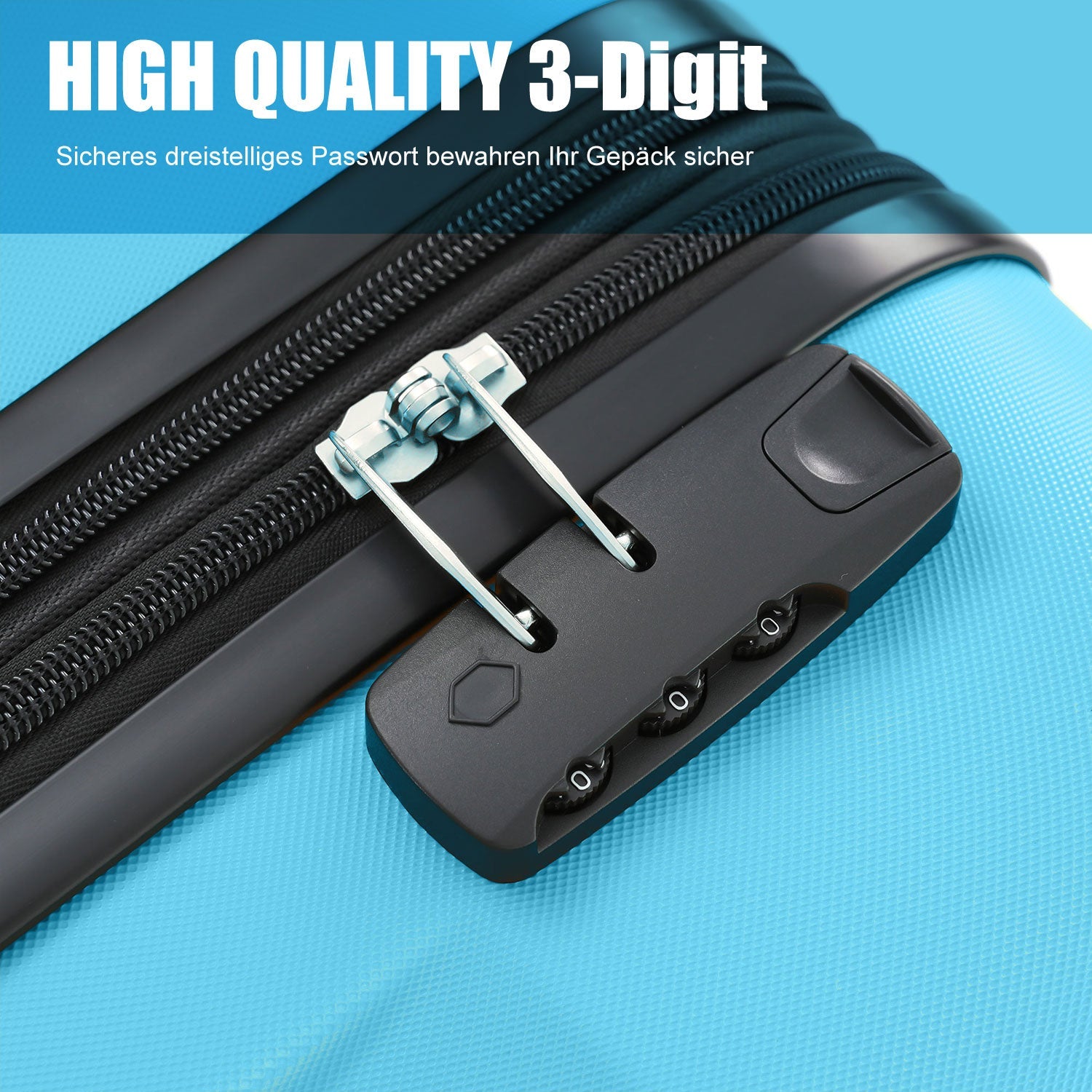Logidon hard-shell suitcase azure blue 4-wheel hand luggage ABS TSA
