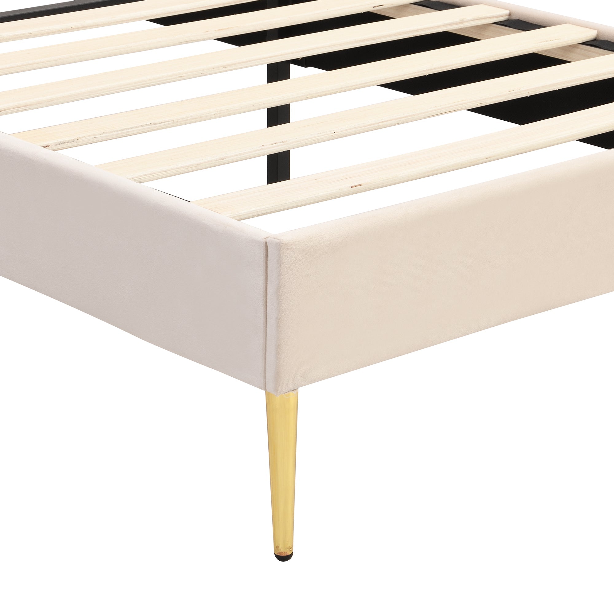 Logidon Velvet Bed 90x200 Beige Shell Shape Adjustable Headboard