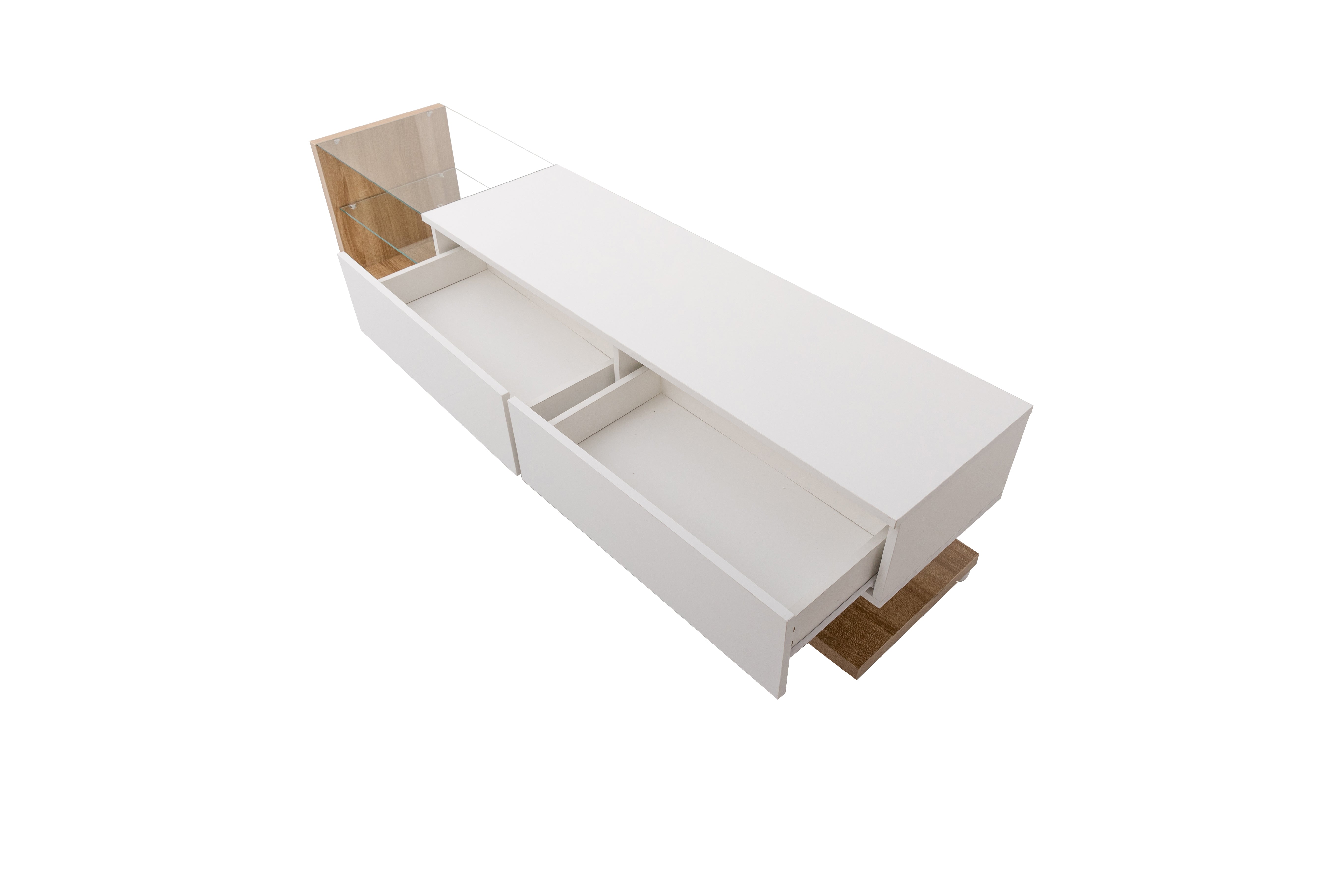 Logidon TV-meubel lowboard 170 cm wit houtlook met LED glaspanelen