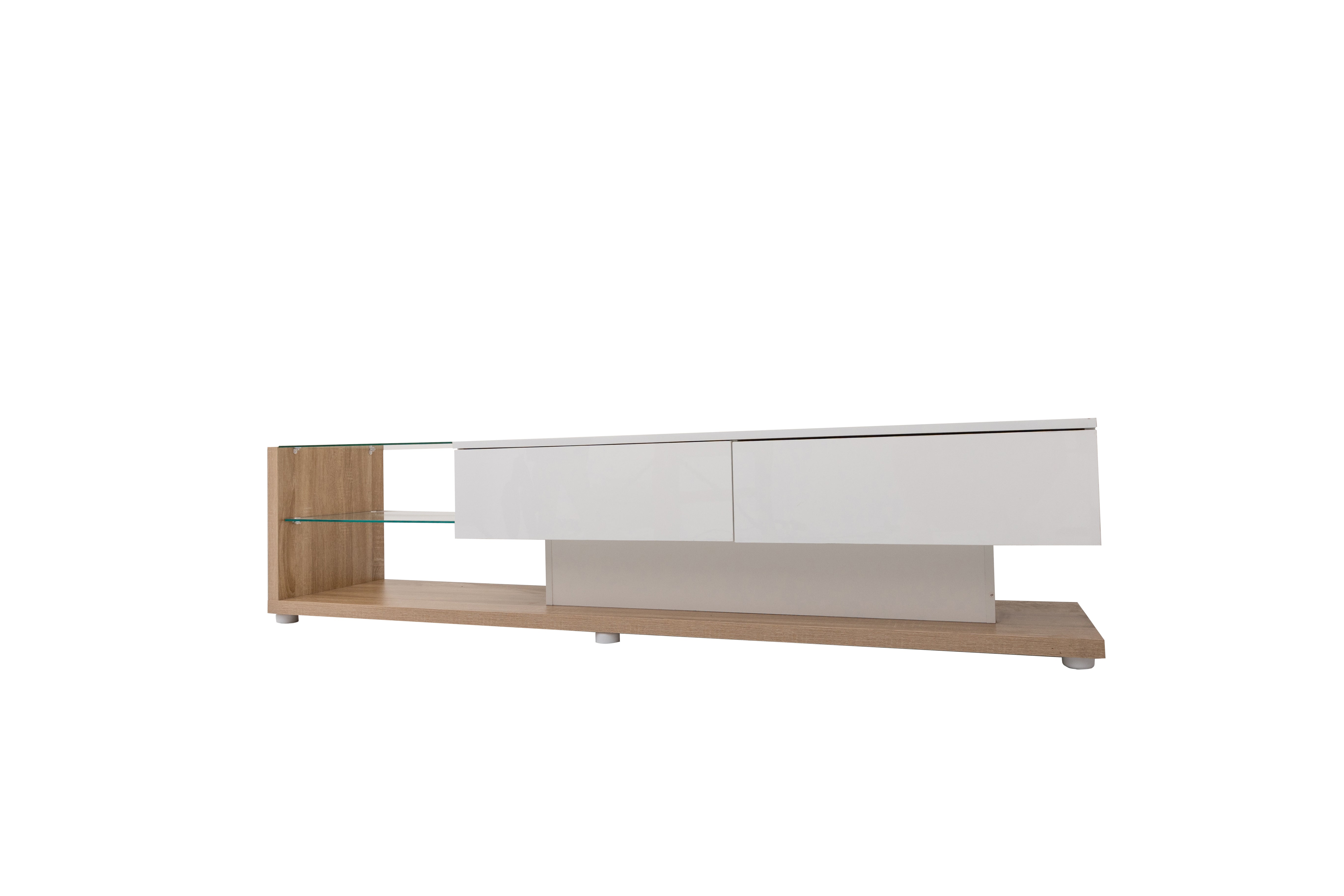 Logidon TV-meubel lowboard 170 cm wit houtlook met LED glaspanelen