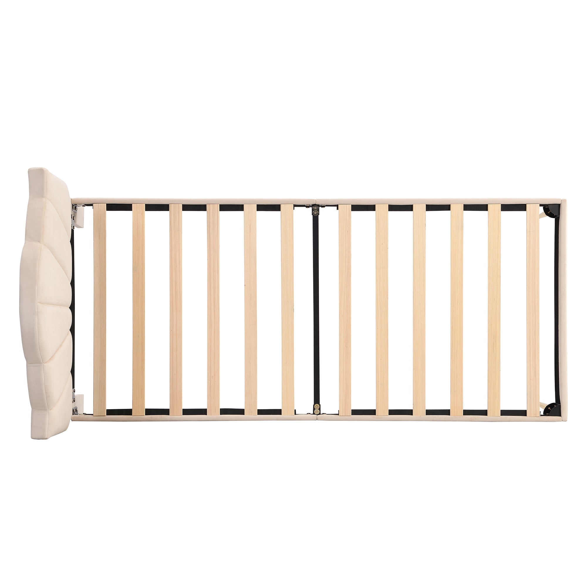 Logidon Velvet Bed 90x200 Beige Shell Shape Adjustable Headboard