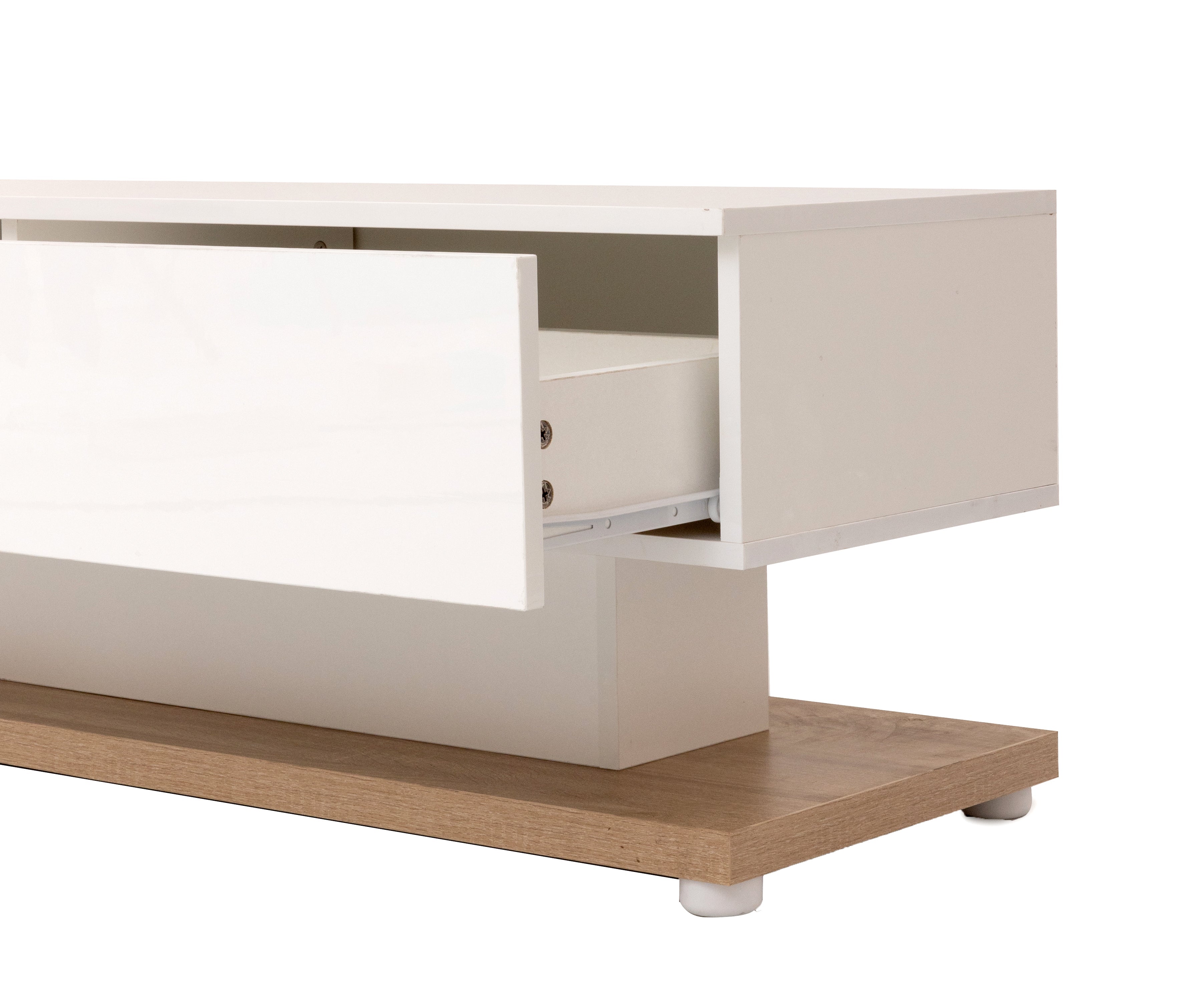 Logidon TV-meubel lowboard 170 cm wit houtlook met LED glaspanelen