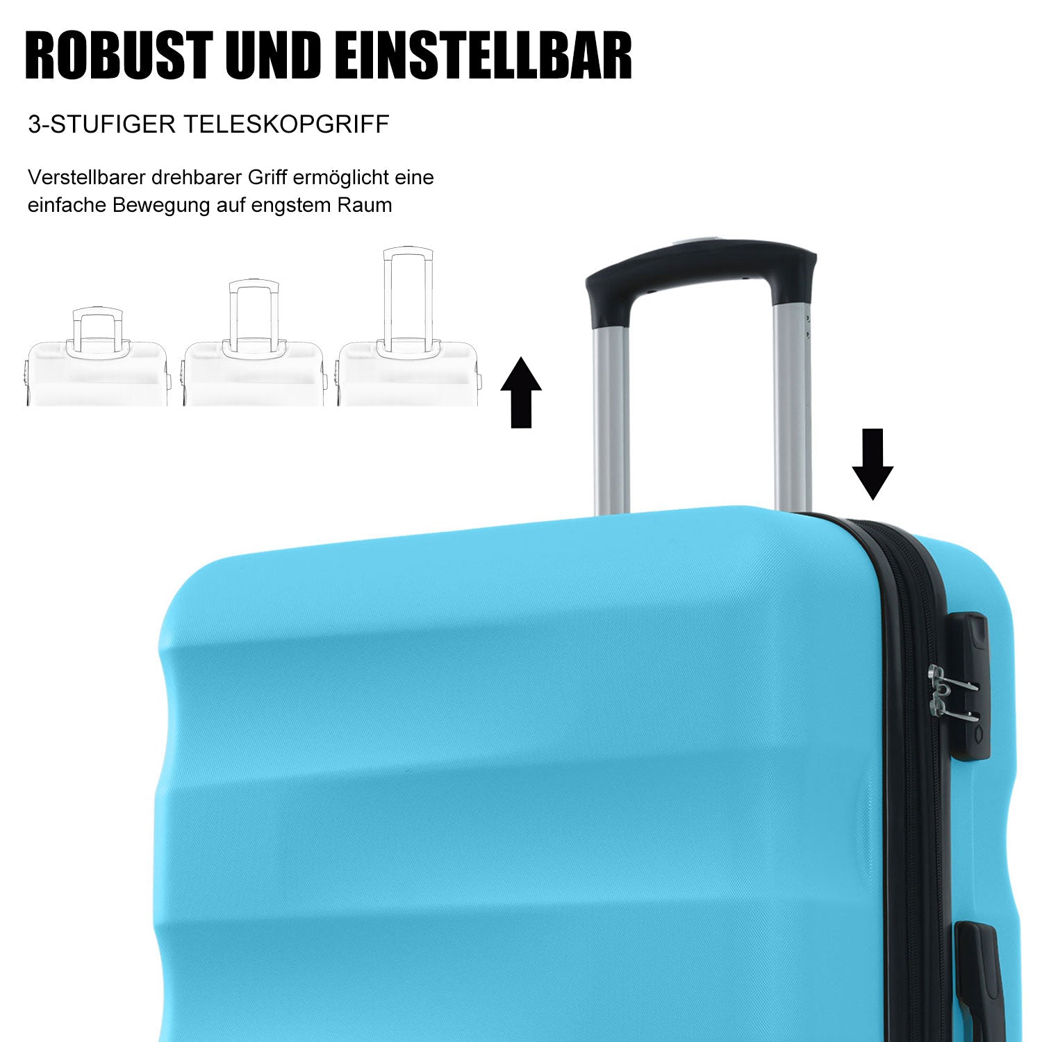 Logidon hard-shell suitcase azure blue 4-wheel hand luggage ABS TSA