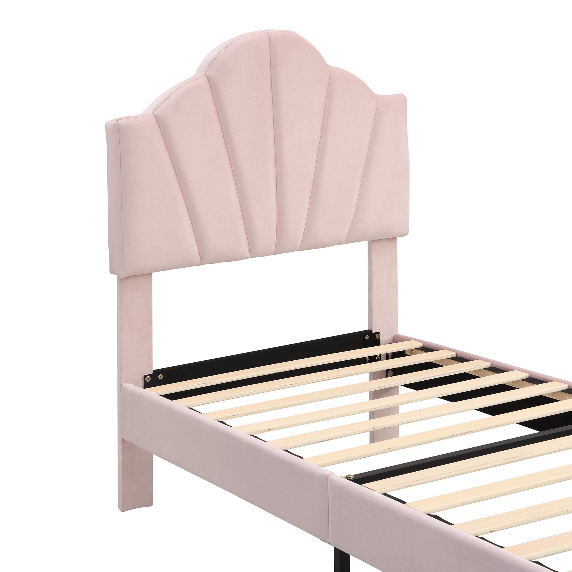 Logidon fluweel gestoffeerd bed 90x200 roze, verstelbaar hoofdeinde