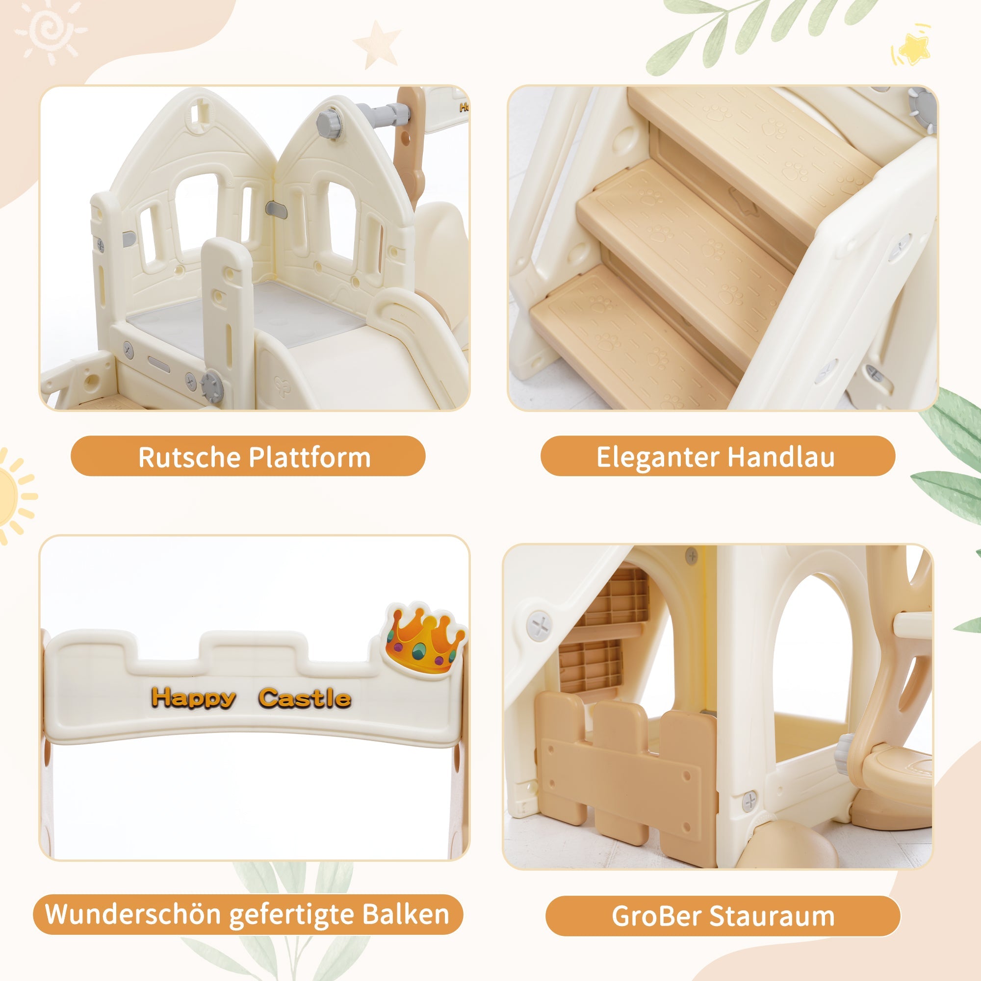 Logidon 5-in-1 kinderglijbaanset bruin wit indoorplezier