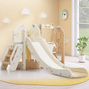 Logidon 5-in-1 kinderglijbaanset bruin wit indoorplezier