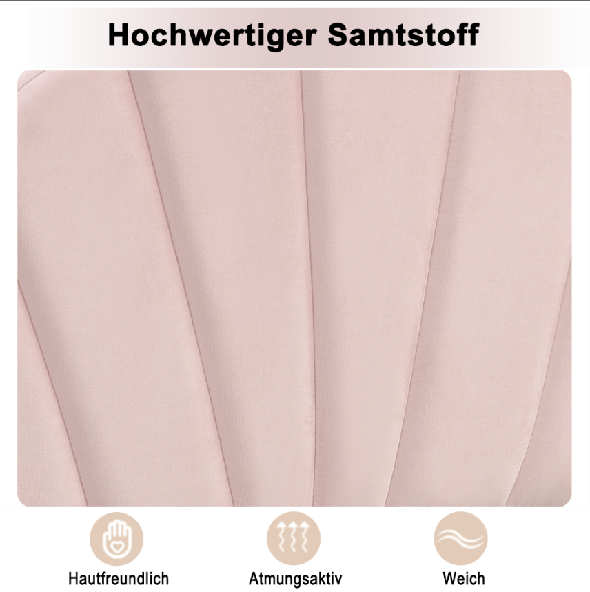 Logidon velvet upholstered bed 90x200 pink with height-adjustable headboard