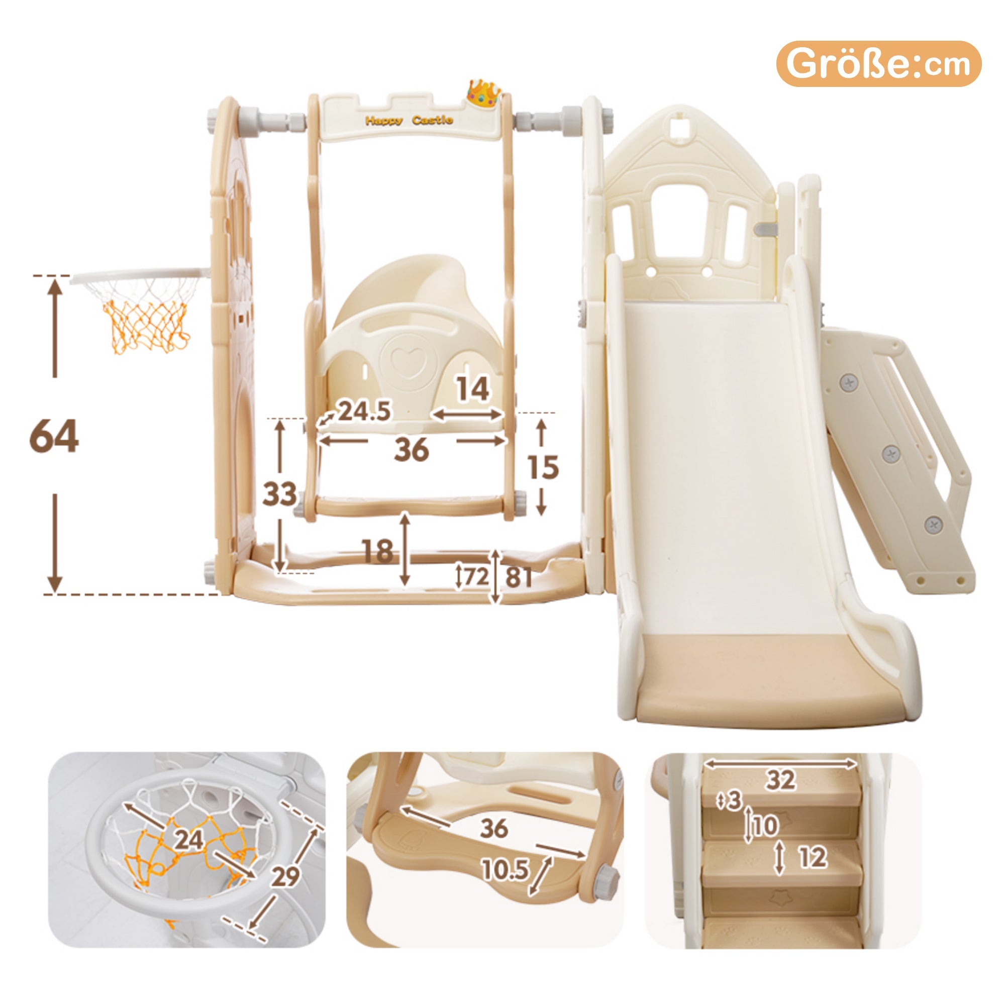 Logidon 5-in-1 kinderglijbaanset bruin wit indoorplezier
