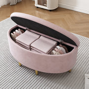 Logidon Gestoffeerde Bank met Opbergruimte Fluwelen Opbergdoos Roze 90x40x42