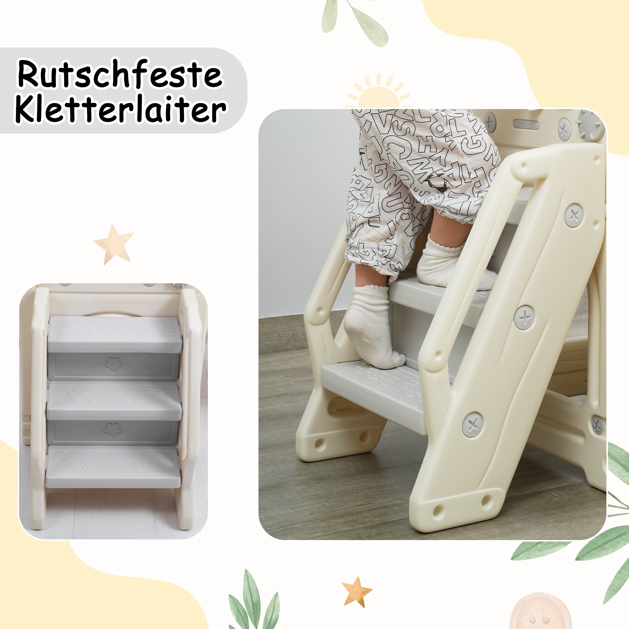 Logidon Kinderglijbaanset met schommel 5-in-1 Antiekgrijs Binnen